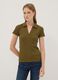 Green stretch cotton V-neck polo shirt with open neckline, regular fit_2