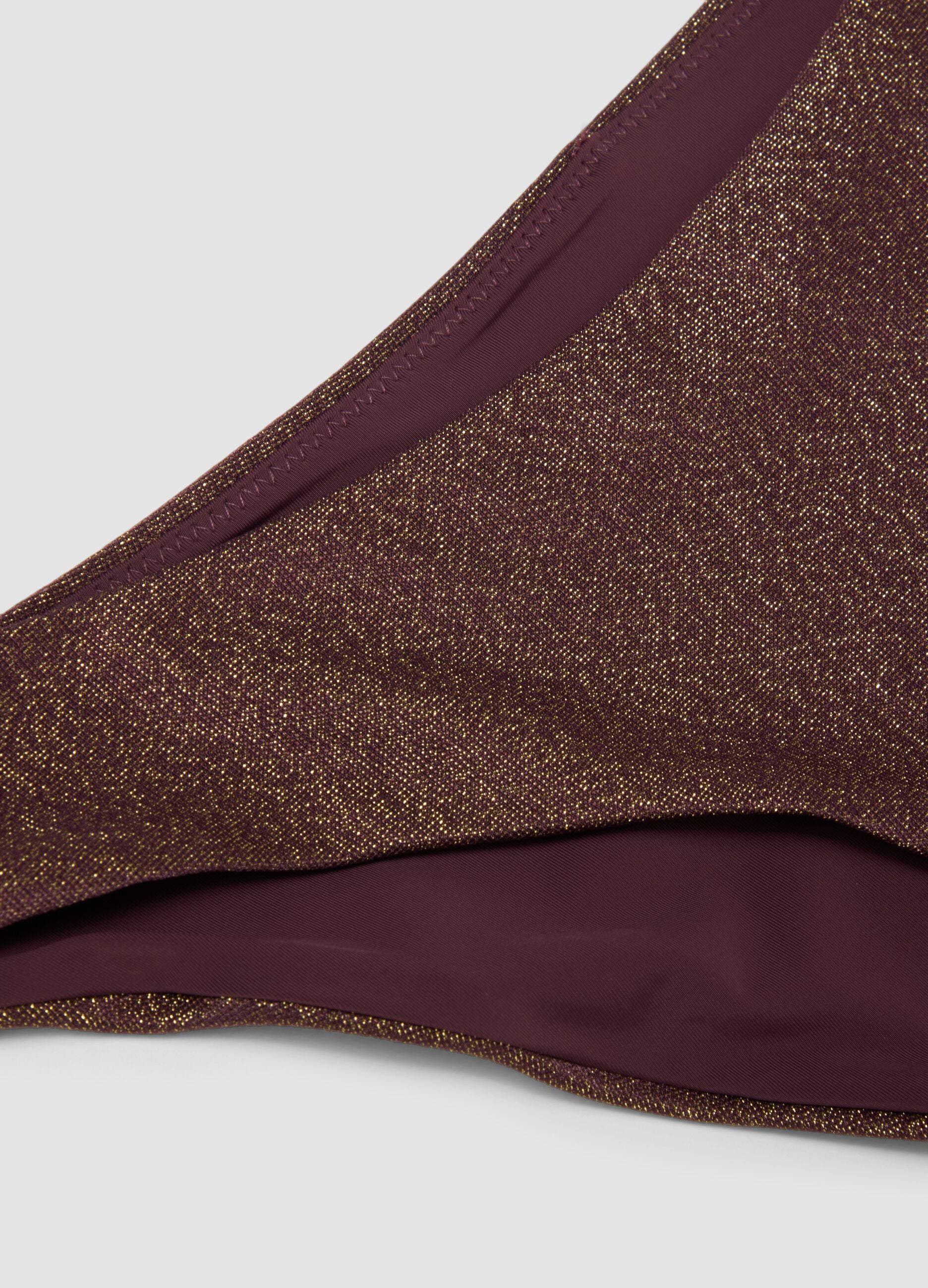 Brown stretch swim briefs with glitter-textured finish