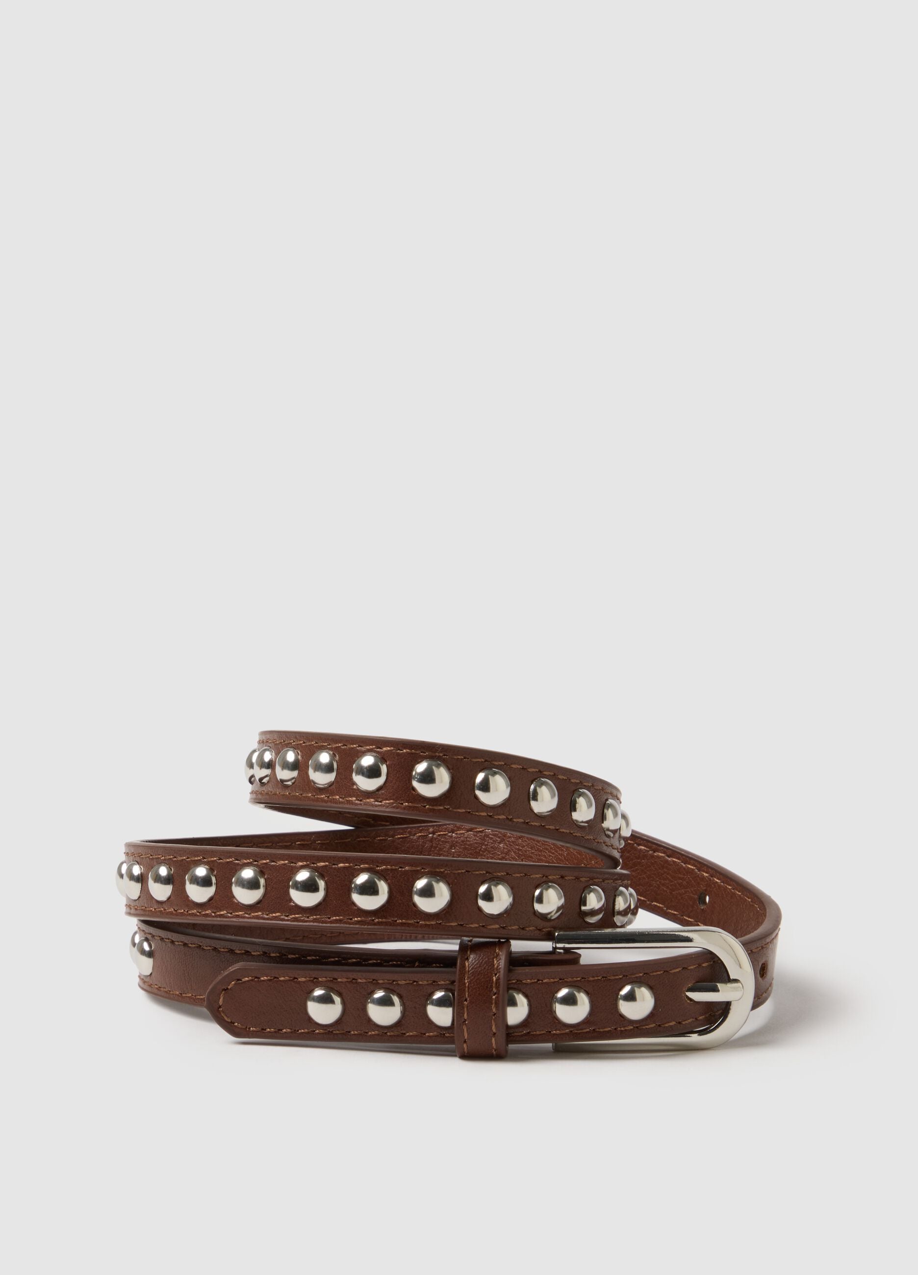 Brown belt with silver studs