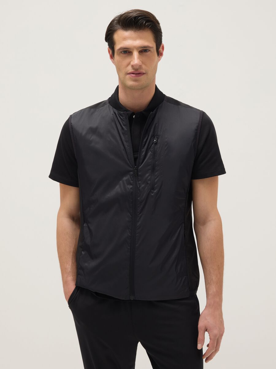 Black Sleeveless Padded Jacket Regular Fit_0