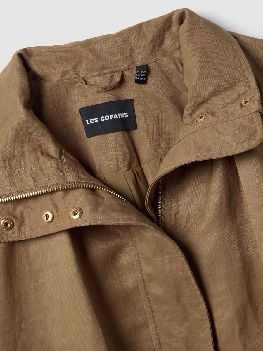 Brown regular-fit jacket in viscose and linen blend_2