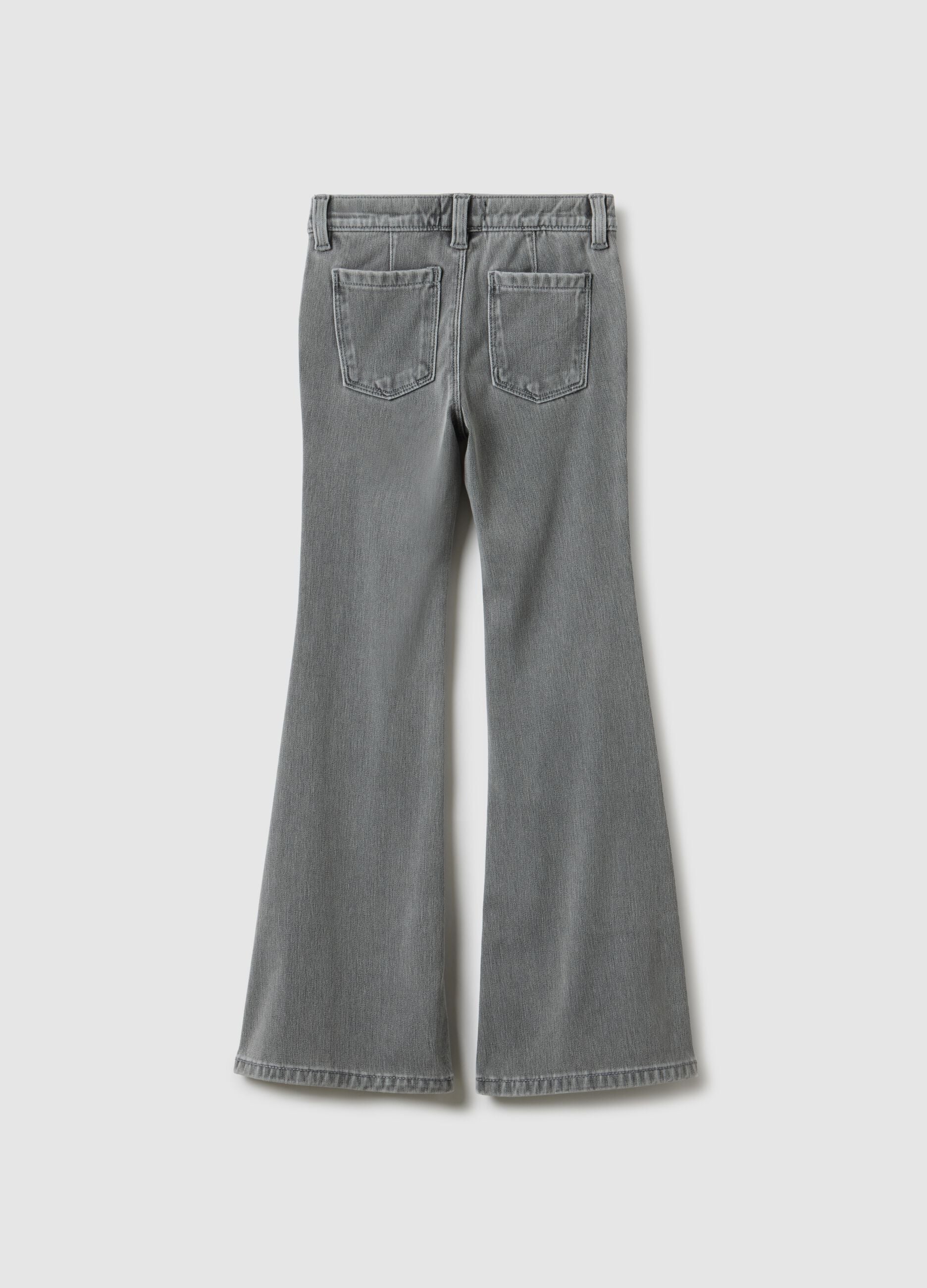 Grey denim flare jeans for girls