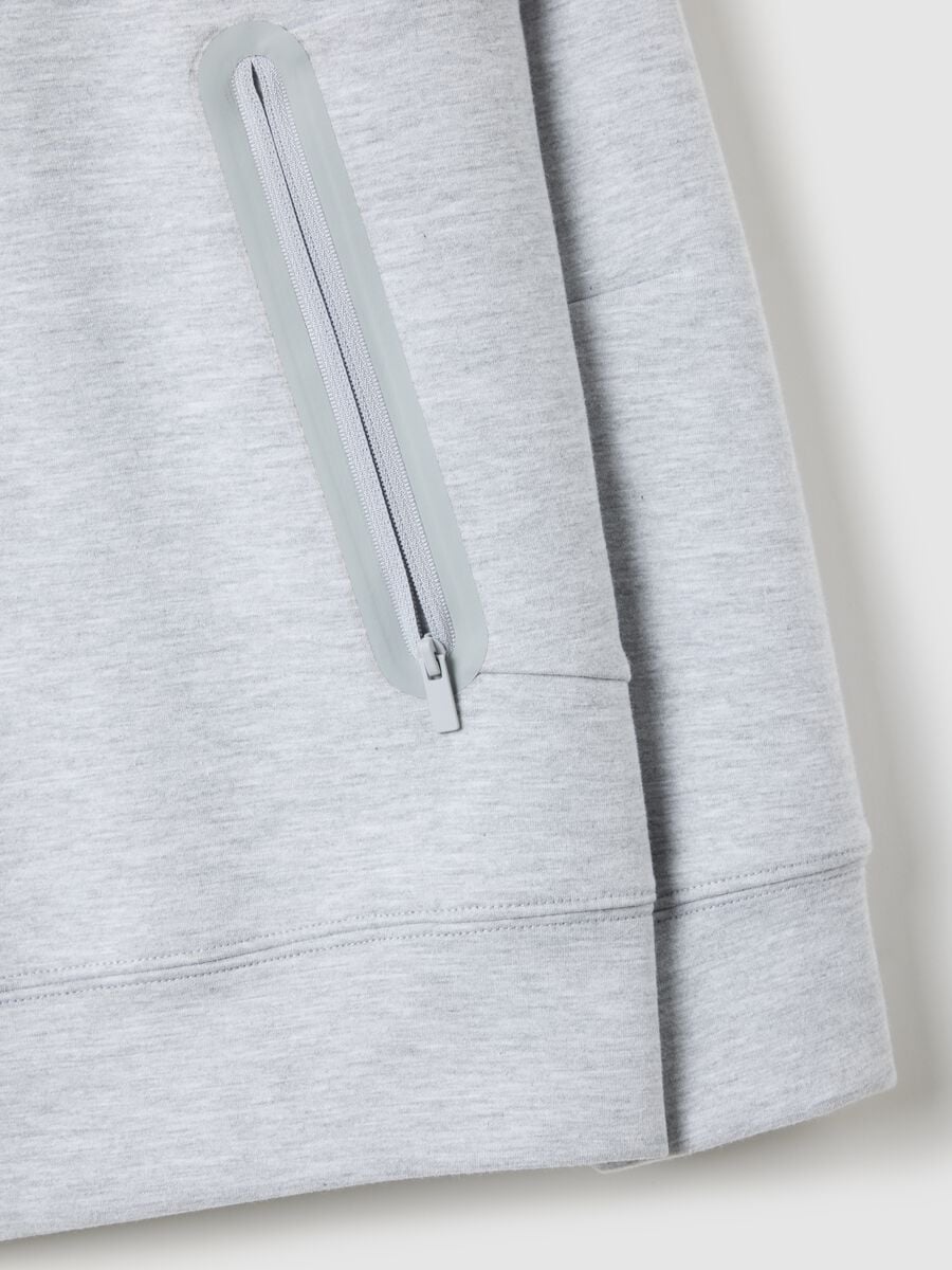 Grey regular fit hoodie with front zip collar_5