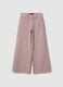 Girls' super wide leg jeans in pure pink cotton denim_3