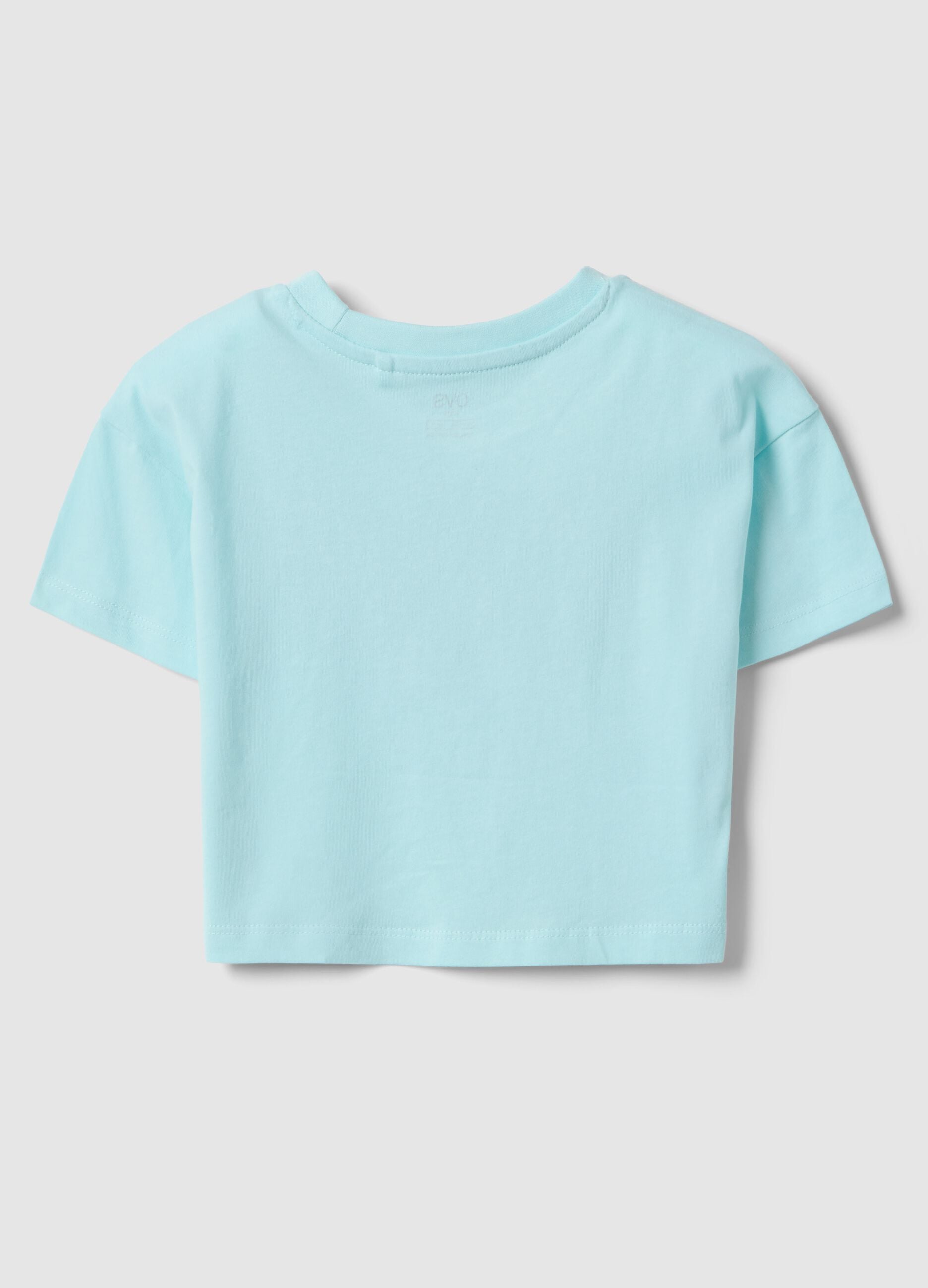 Girl's blue boxy fit pure cotton T-shirt with print