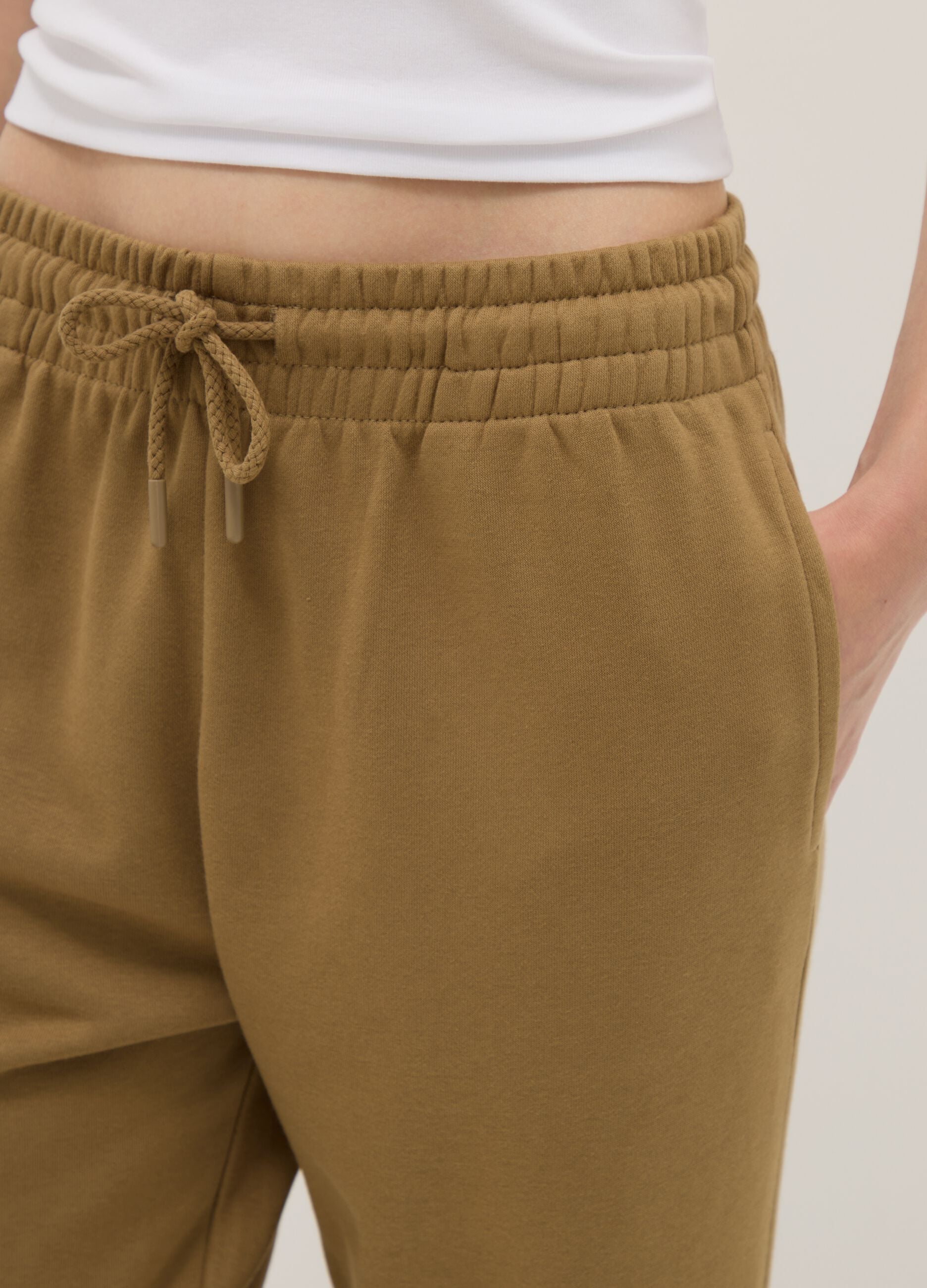 Brown cotton blend jogger trousers regular fit