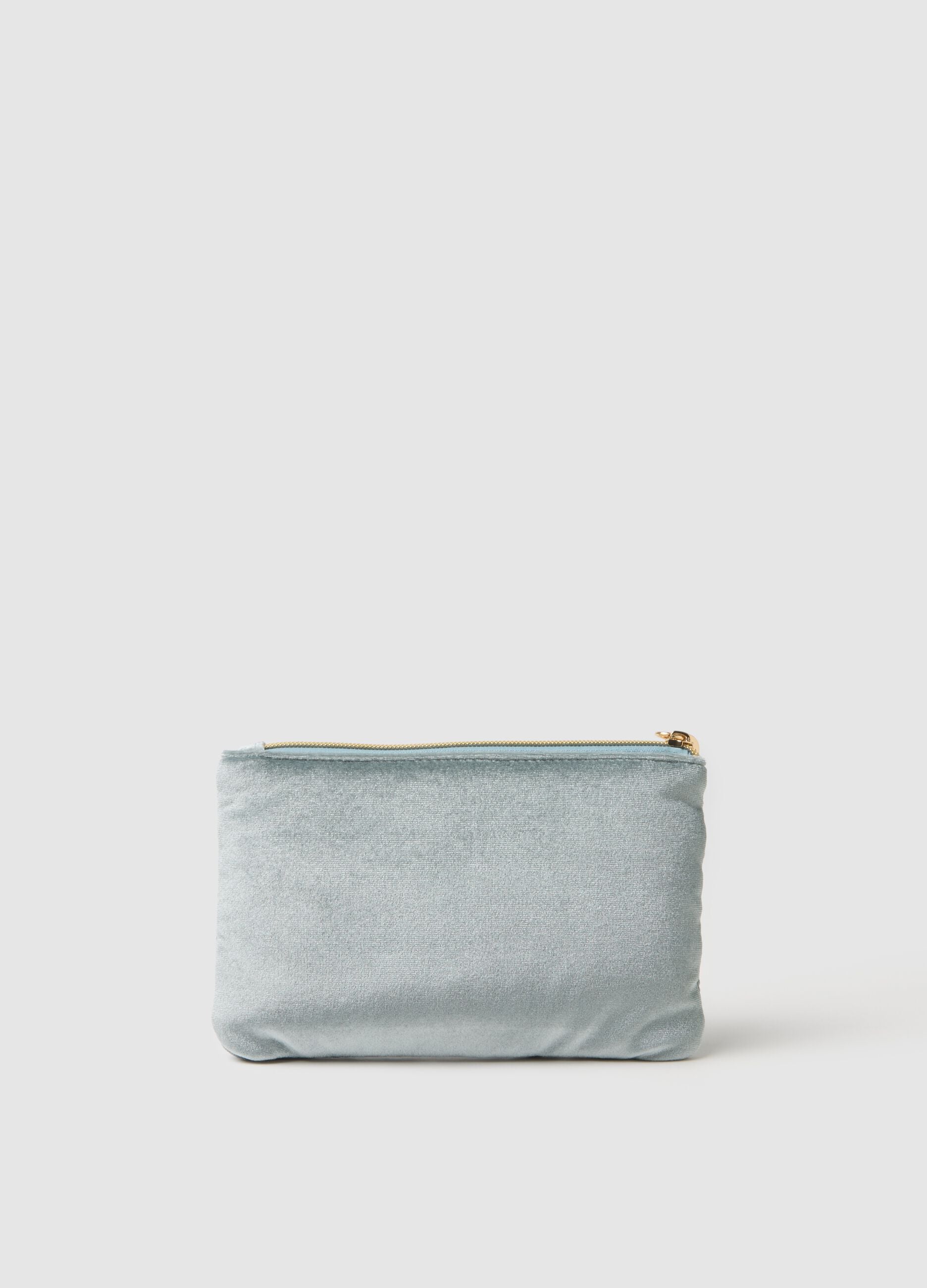 Multicolour clutch with floral embroidery and zip