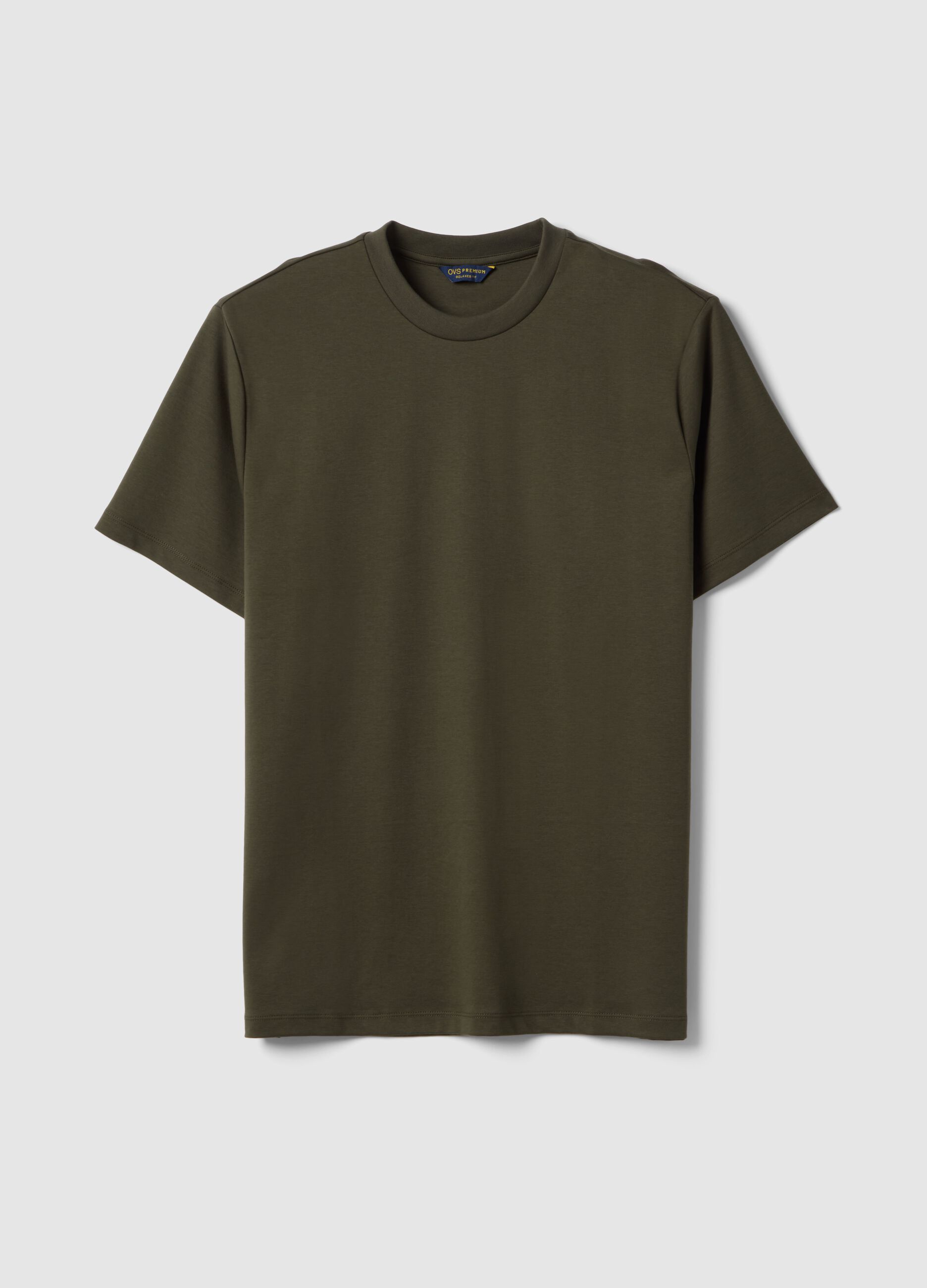 Green crew neck T-shirt in pure cotton regular fit