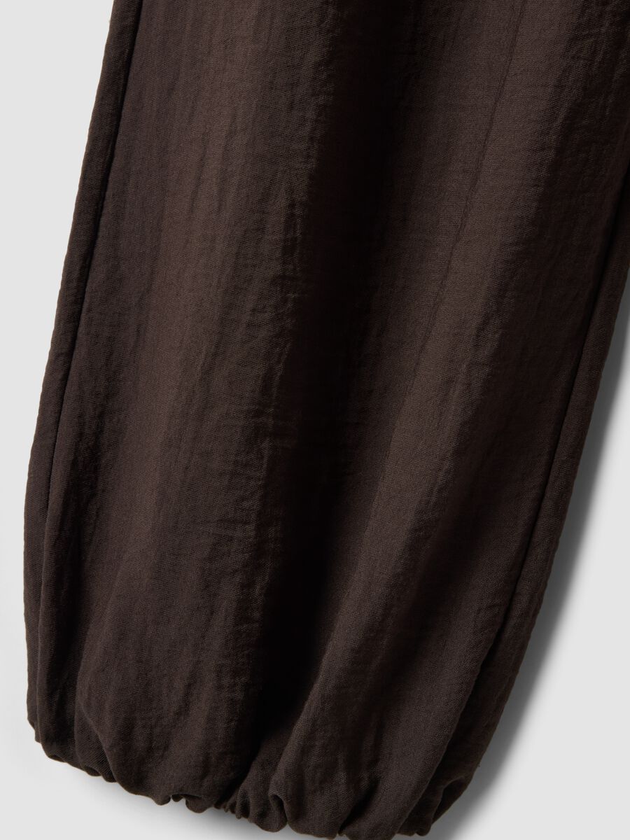 Brown viscose-blend relaxed fit jogger trousers_5