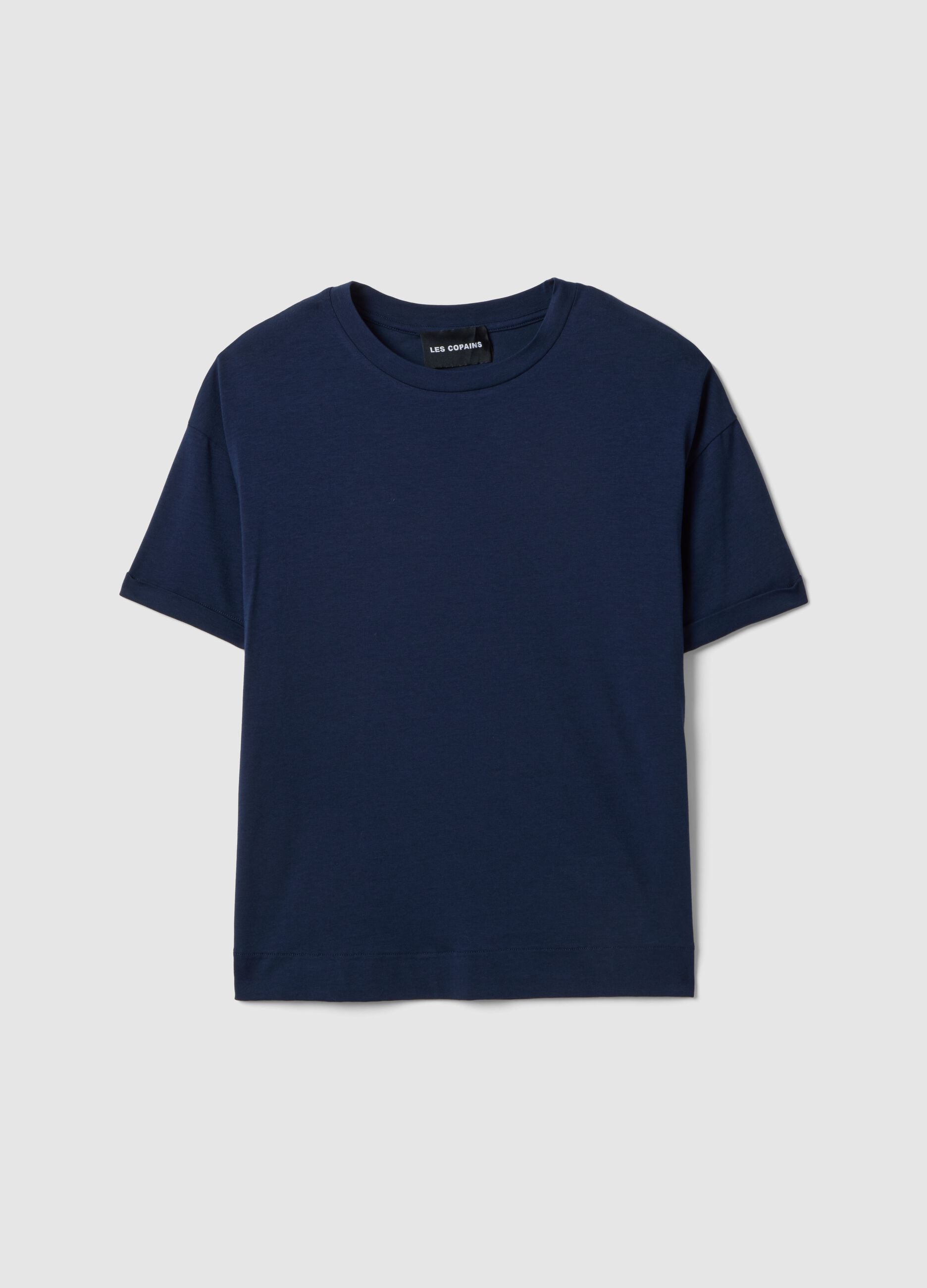 Blue short-sleeve jersey t-shirt in stretch cotton and modal