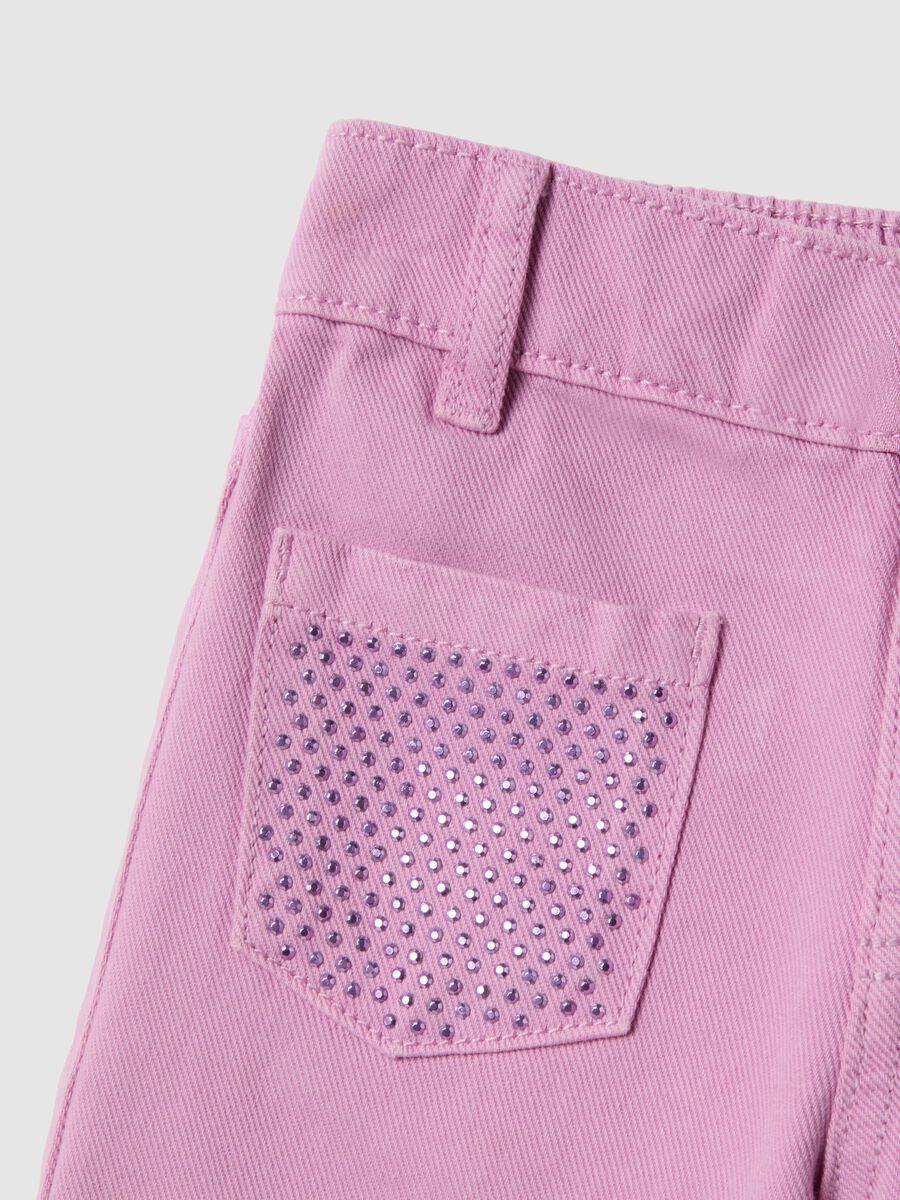Girls' Pink Regular Fit Cotton Flare Trousers_2