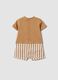 Brown stretch cotton and linen baby romper with lion motif_1