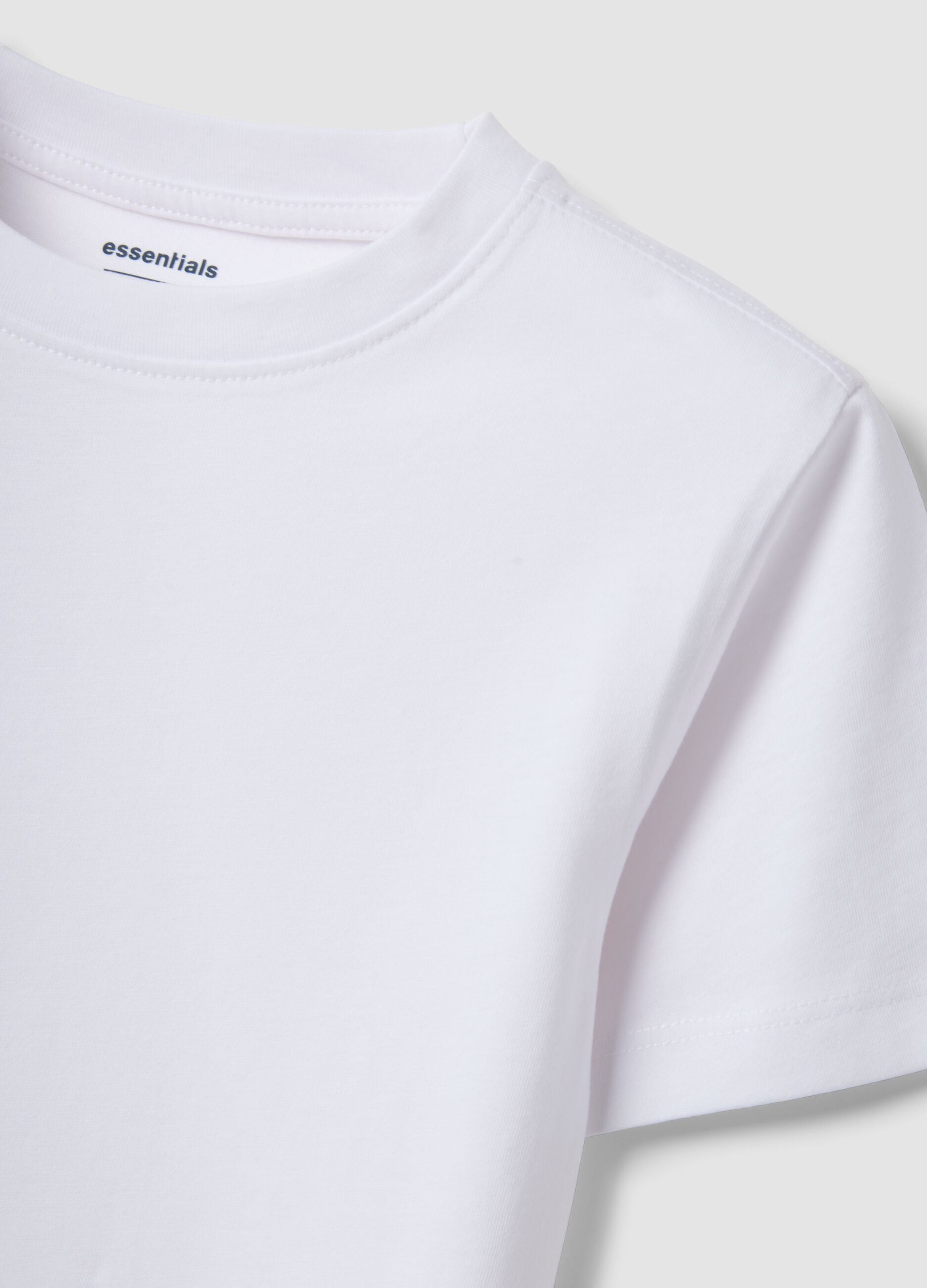 Boys&rsquo; white pure cotton T-shirt, regular fit