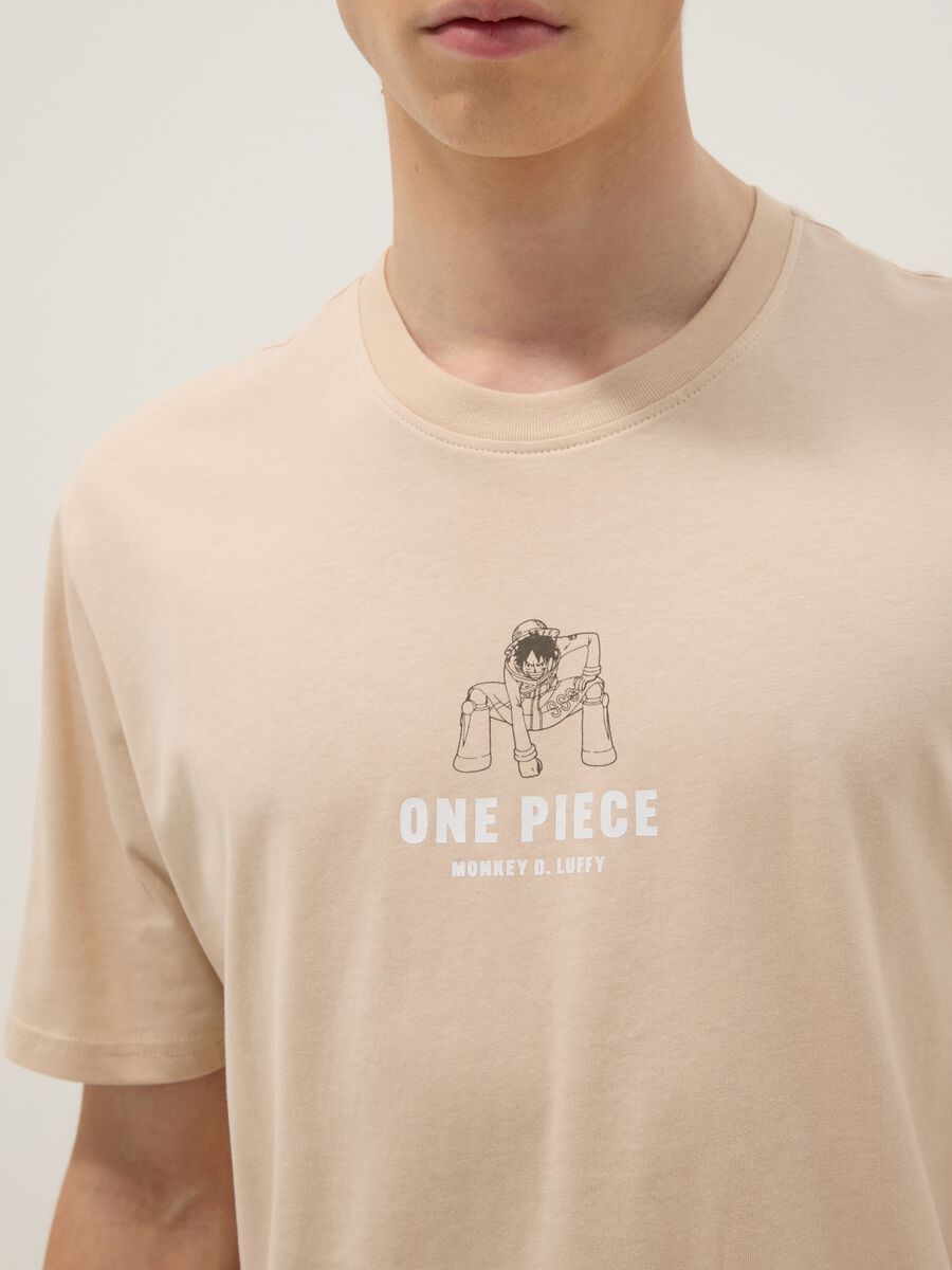 Beige pure cotton One Piece print T-shirt, relaxed fit_3