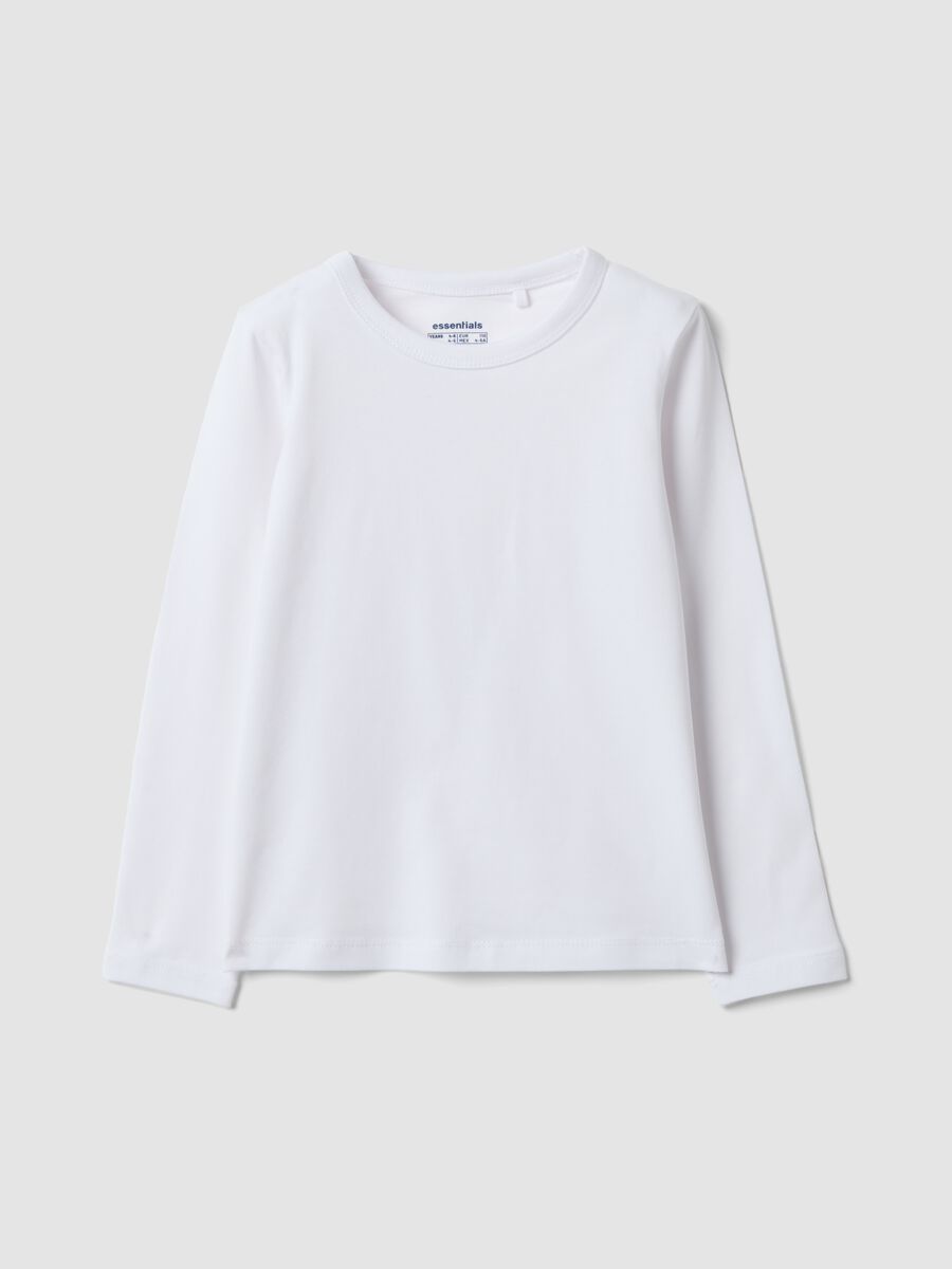 White long-sleeve stretch cotton T-shirt_0