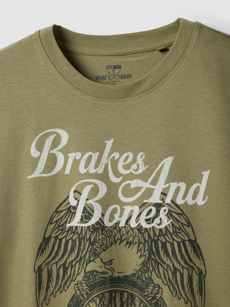 Green printed T-shirt in pure cotton, regular fit_5