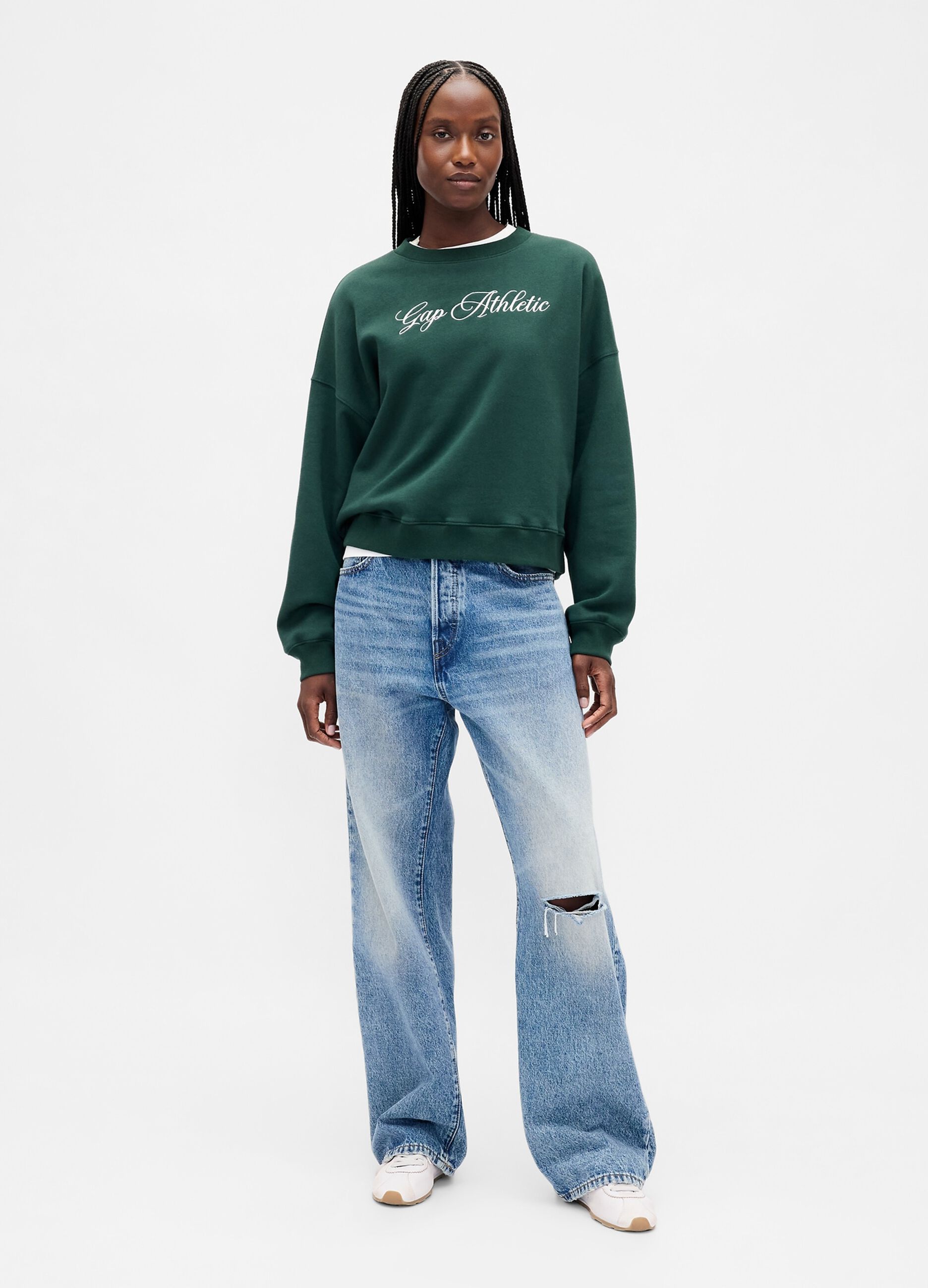 Women's Green Sweatshirt with Print