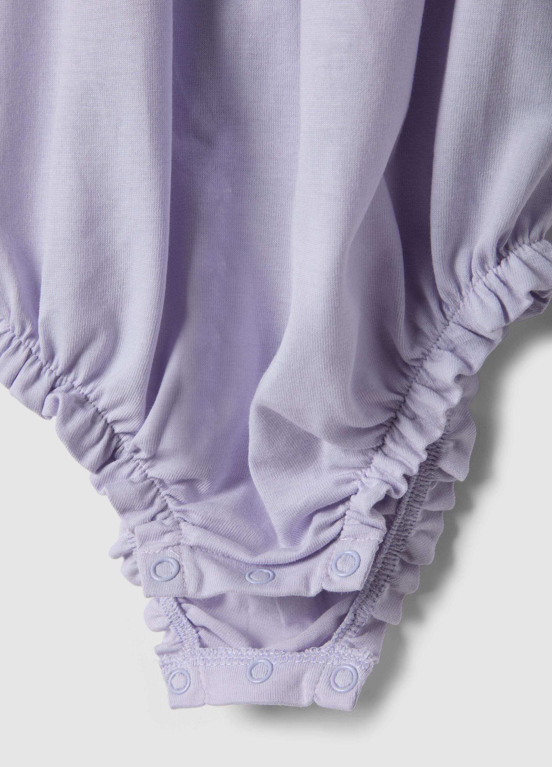 Purple pure cotton romper with ruffle sleeves for baby girl