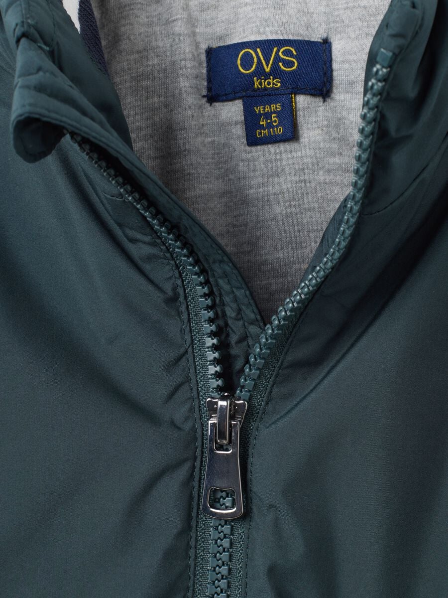 Green padded children's jacket regular fit with zip and hood_2