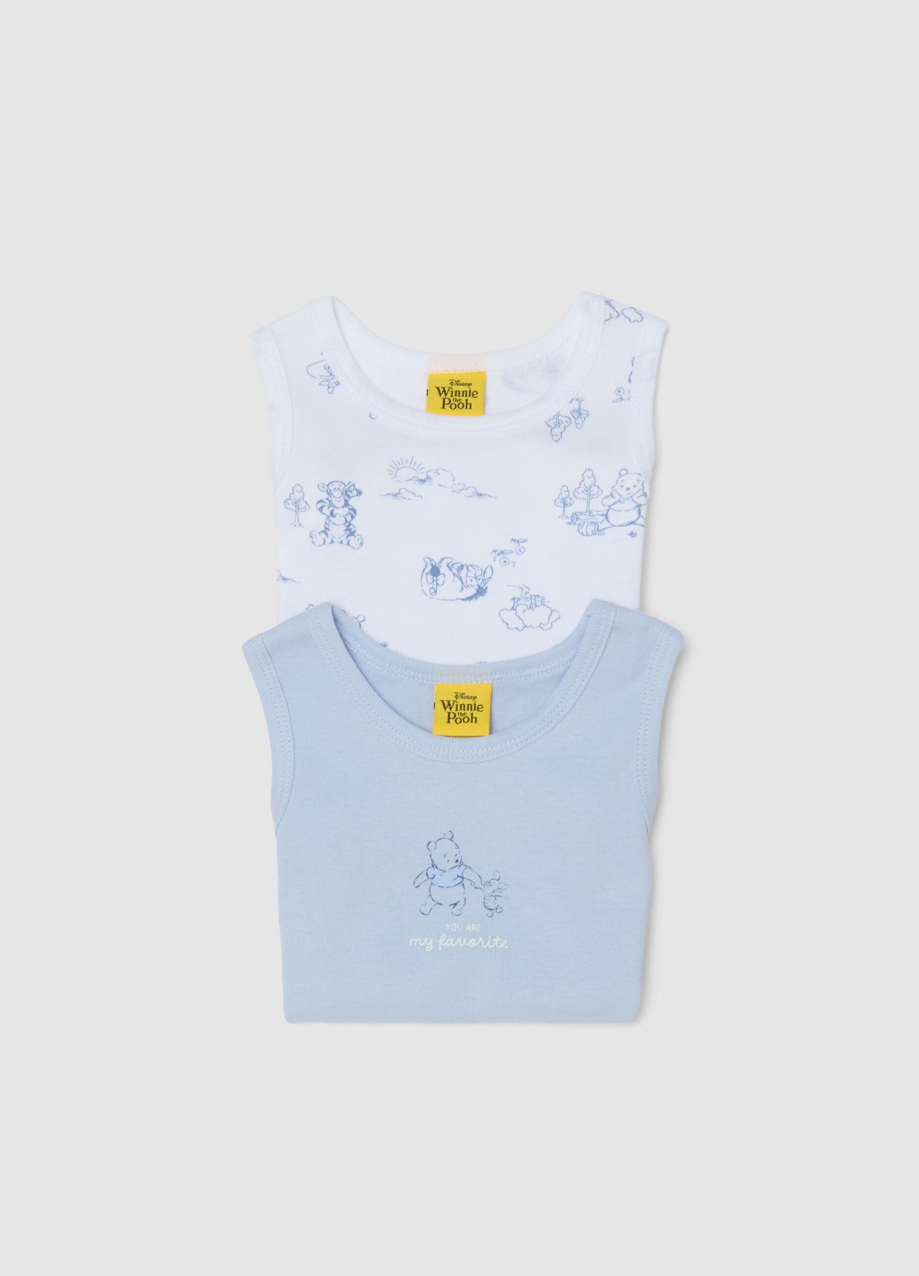 Pack of multicolour newborn cotton bodysuits with Winnie-The-Pooh