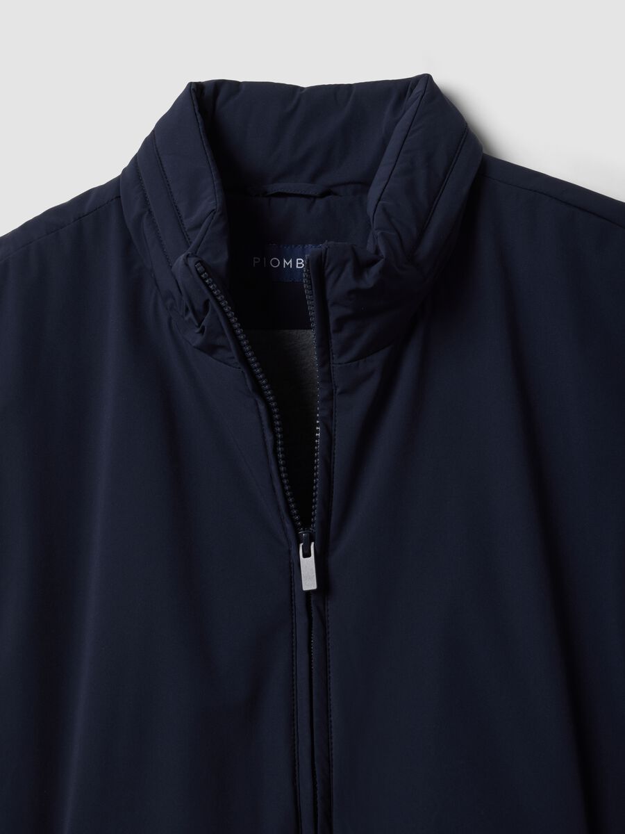 Blue stretch-fabric gilet with zip_6