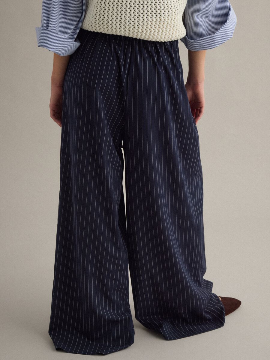 Multicolour Stripe Flare Trousers in Viscose Blend_3