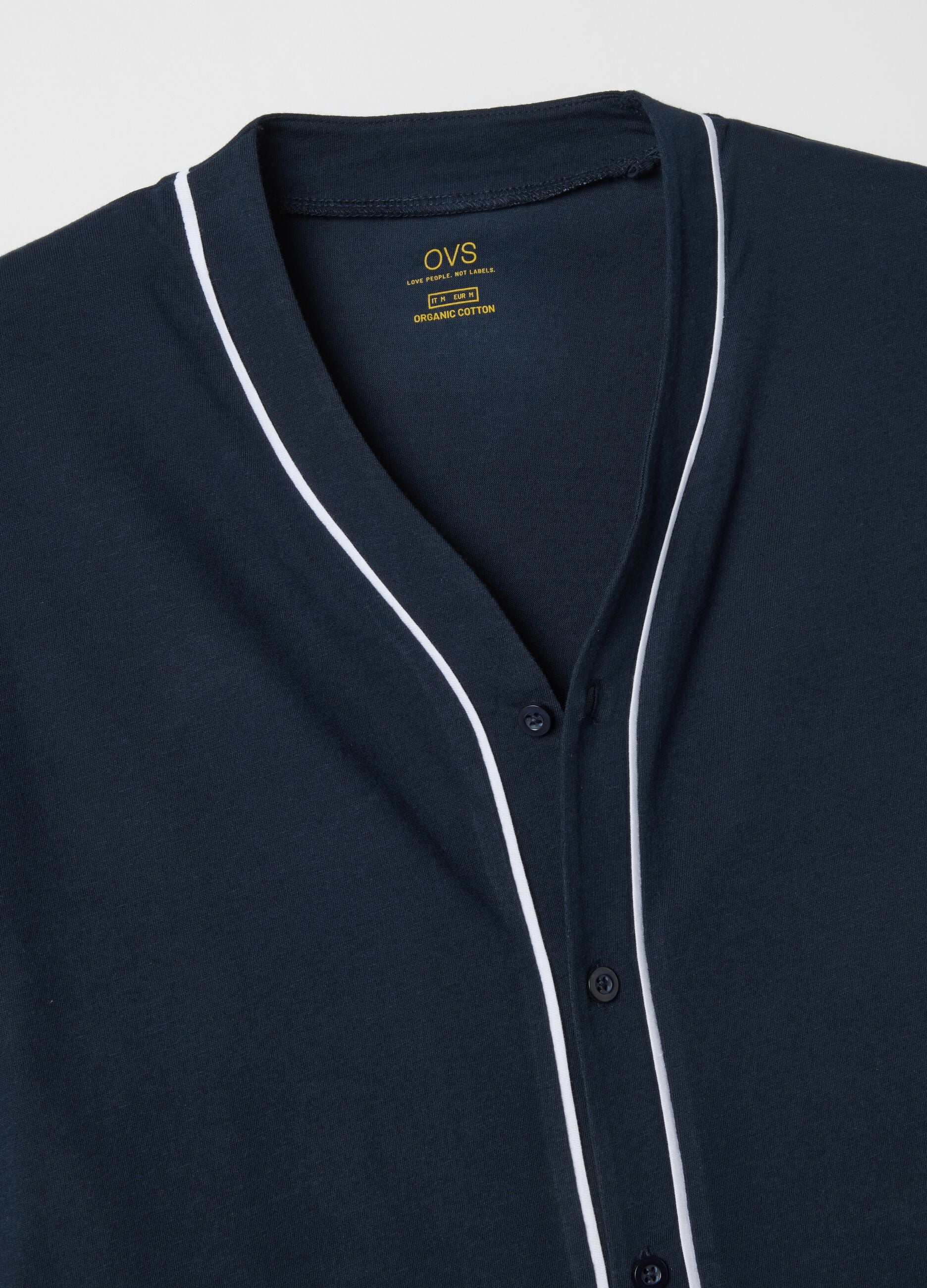 Pure cotton blue pyjamas, regular fit with contrast detailing