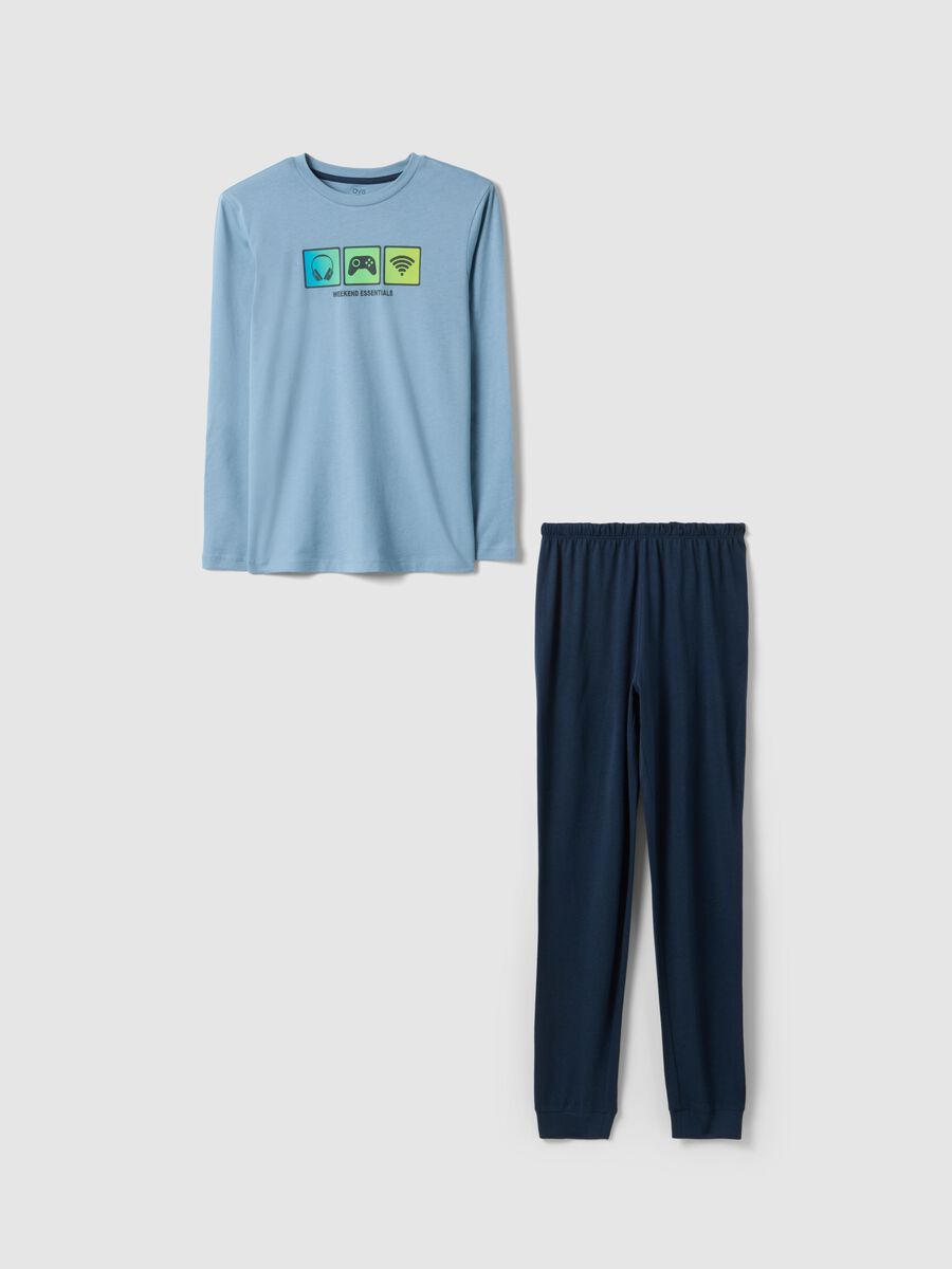 Boys' regular fit multicolour pure cotton pyjamas with print_0