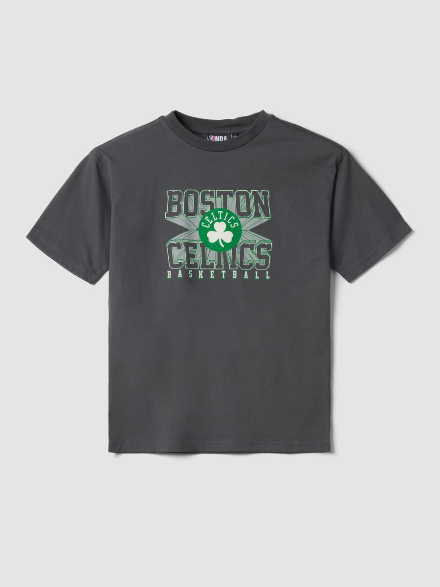 Grey pure cotton oversized fit Boston Celtics kids' t-shirt_3