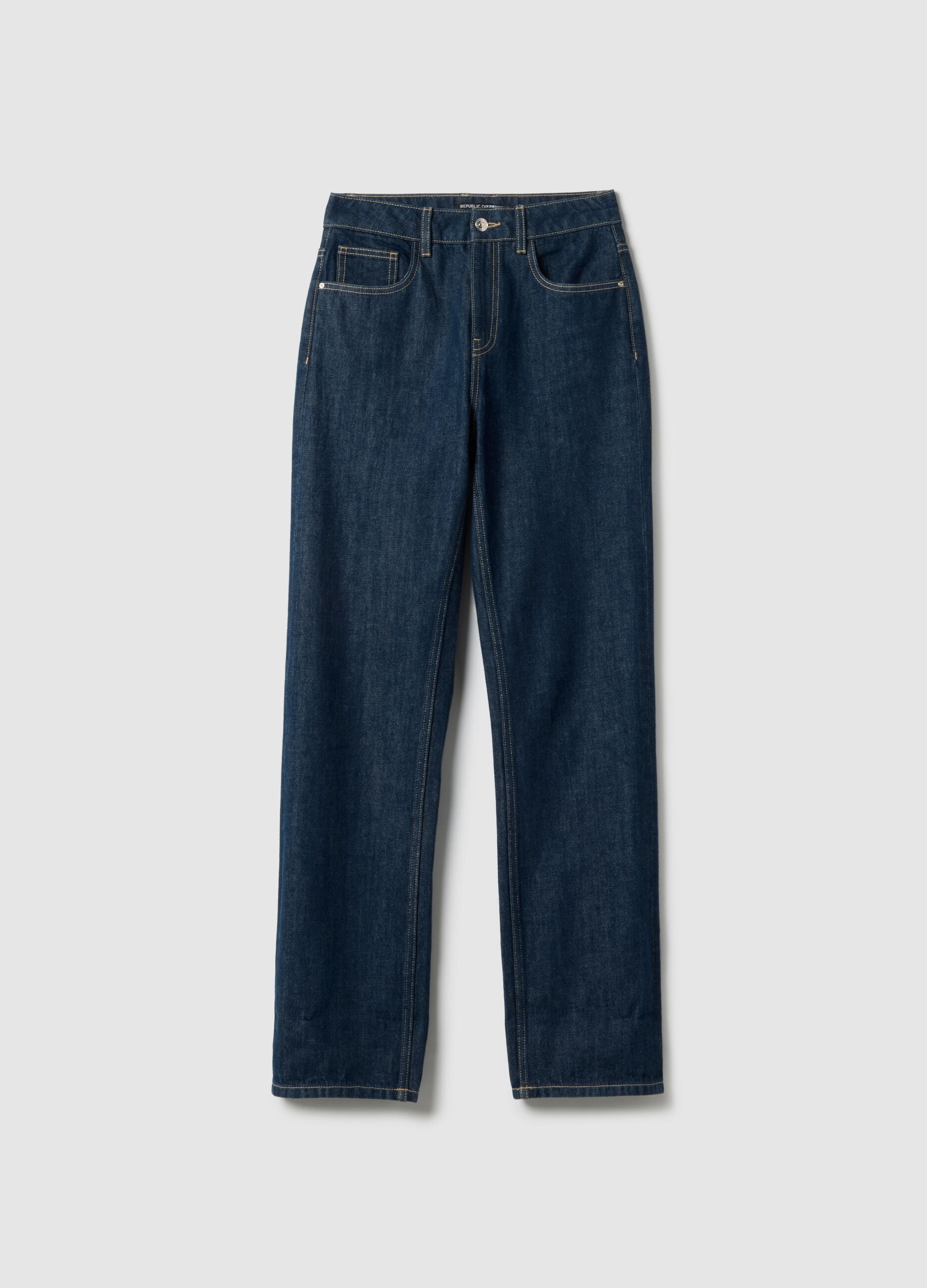 Pure Cotton Blue Straight Fit Jeans