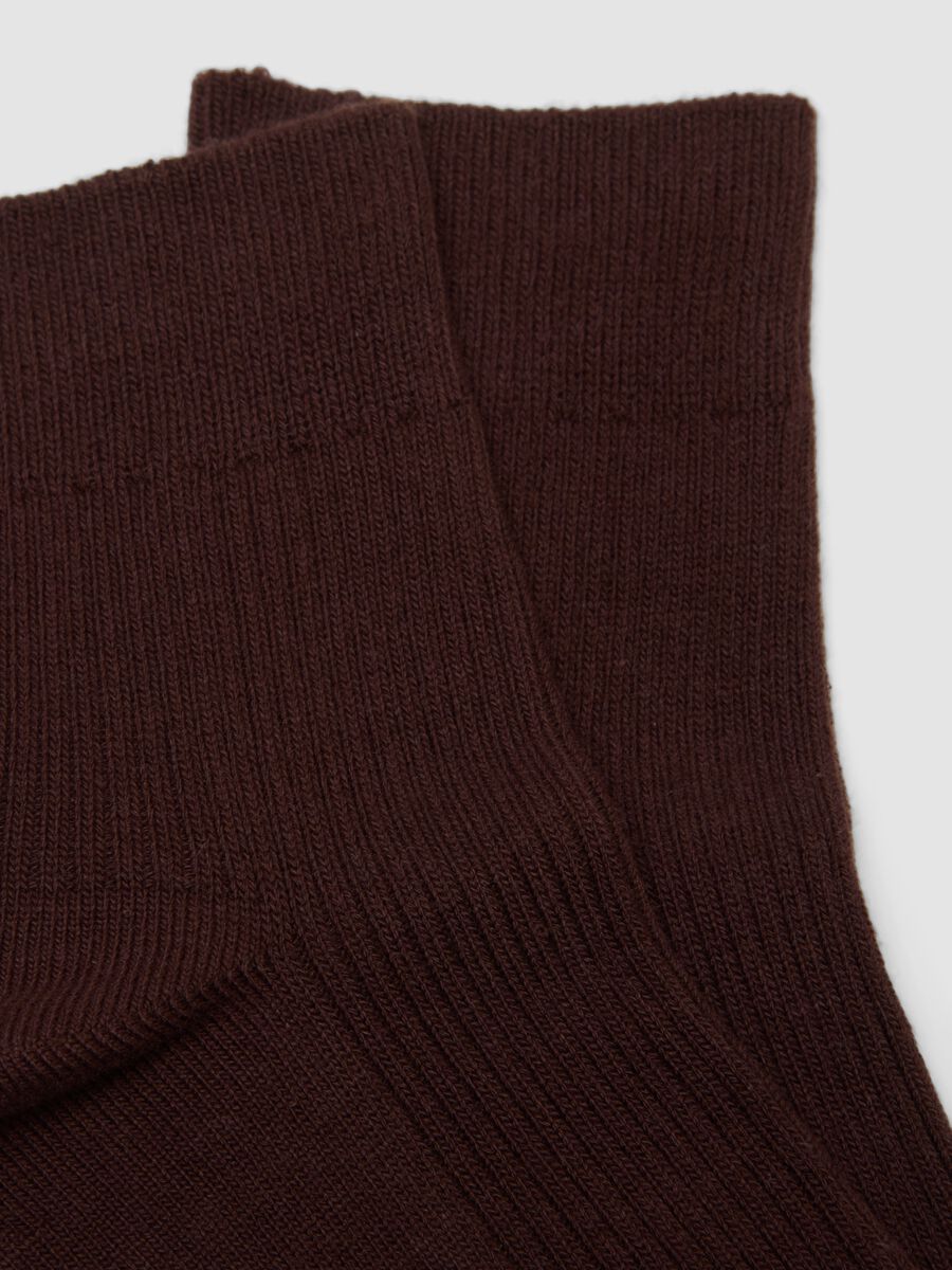 Brown ankle socks in stretch cotton_2