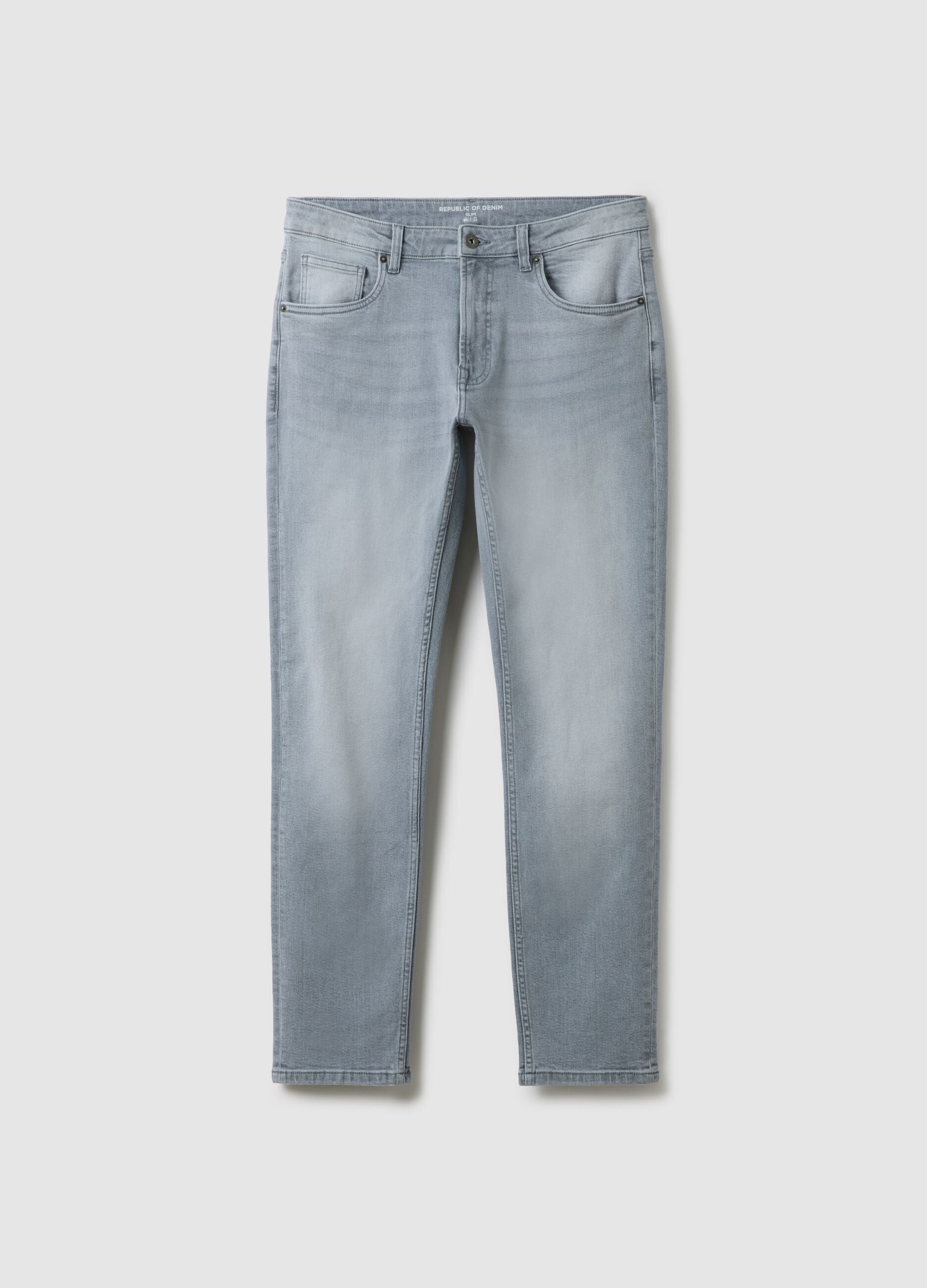 Slim fit stretch cotton grey jeans