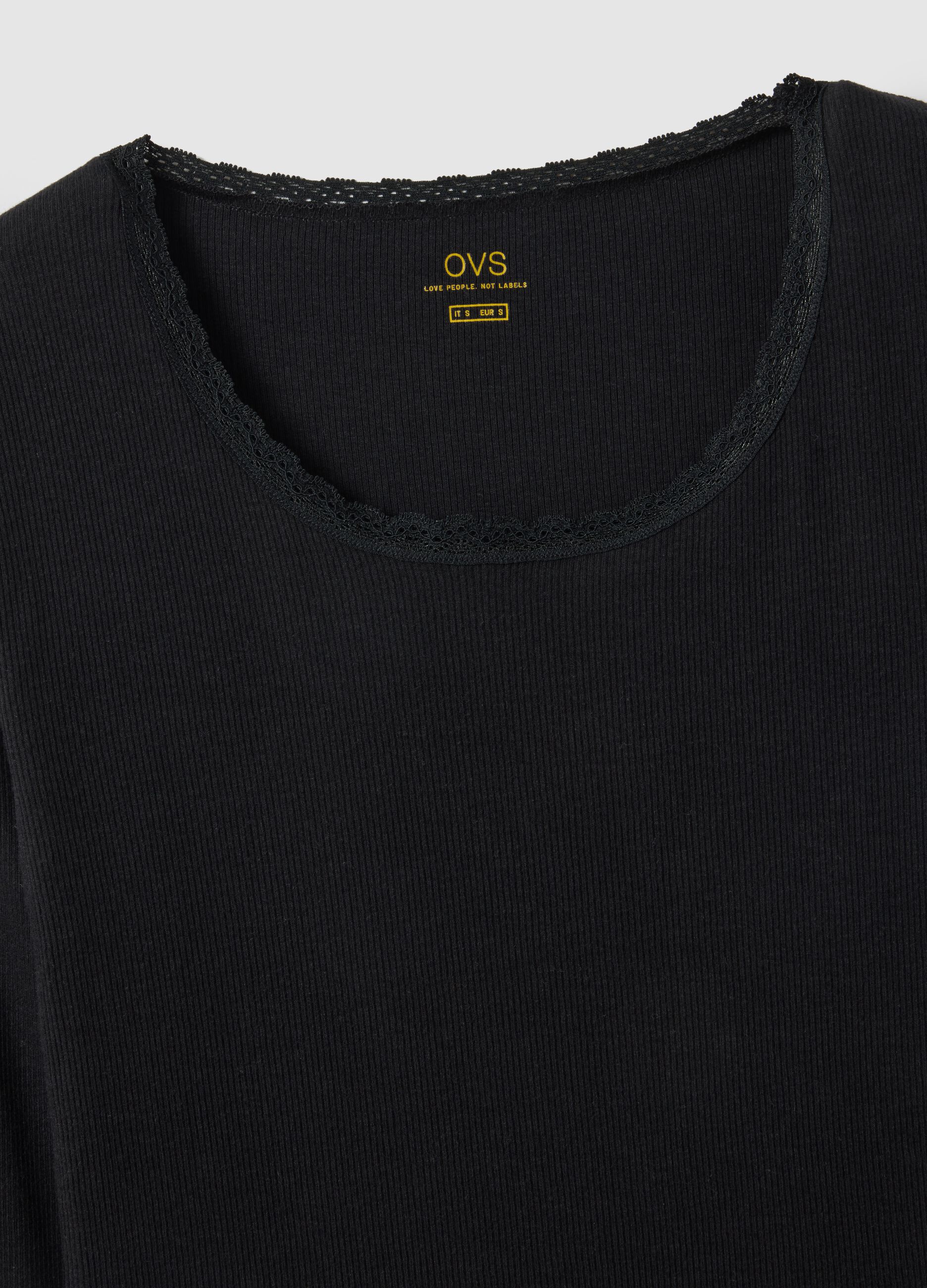 Black crew neck long sleeve mixed cotton regular fit jumper