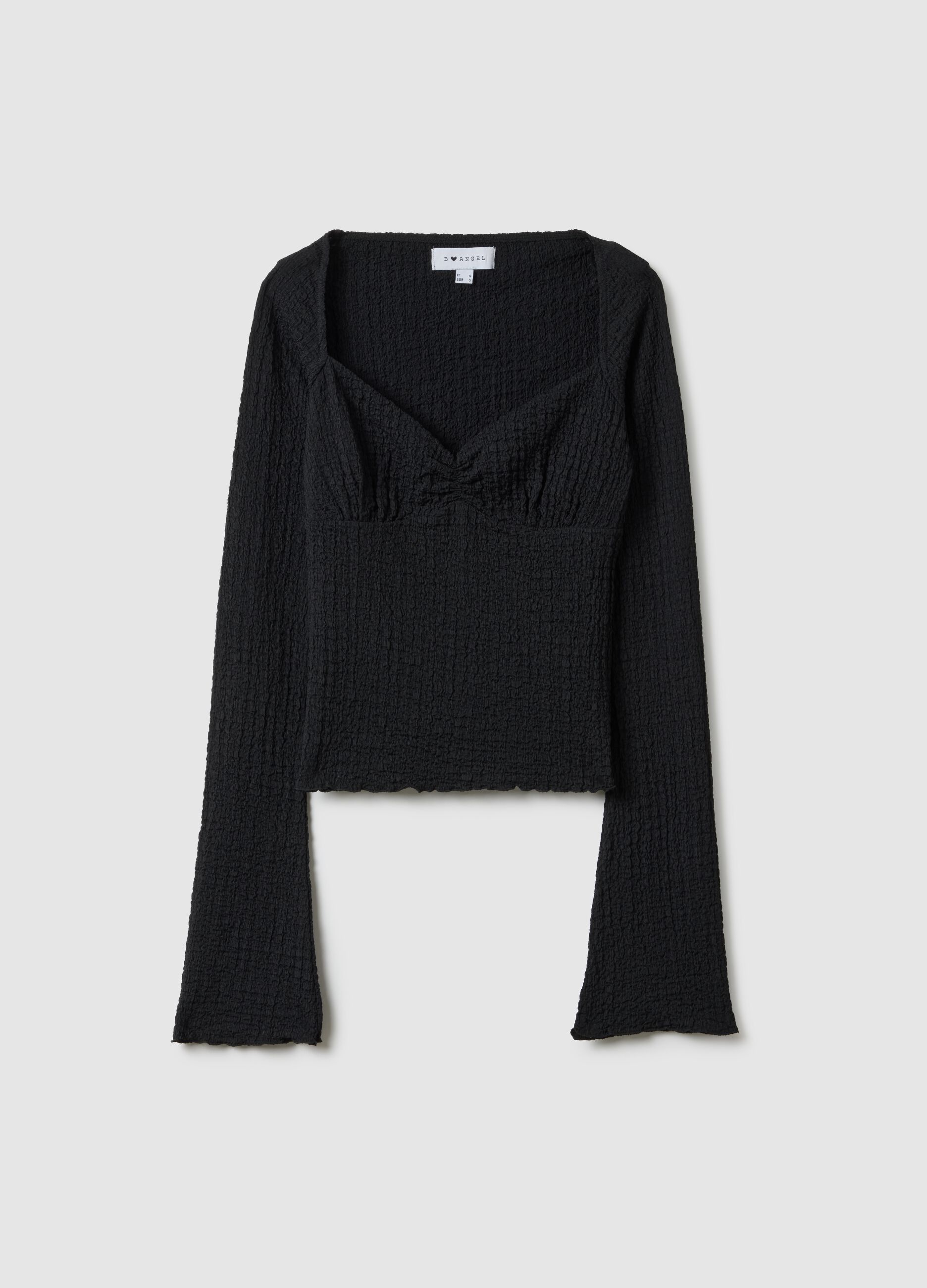 Black long sleeve regular fit top