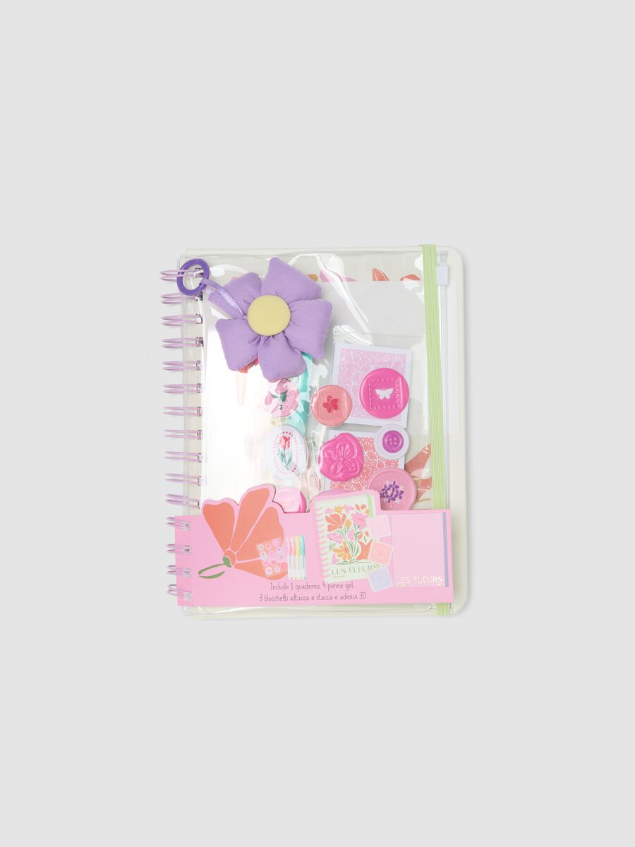 Multicolour stationery set with decorated notepad_0