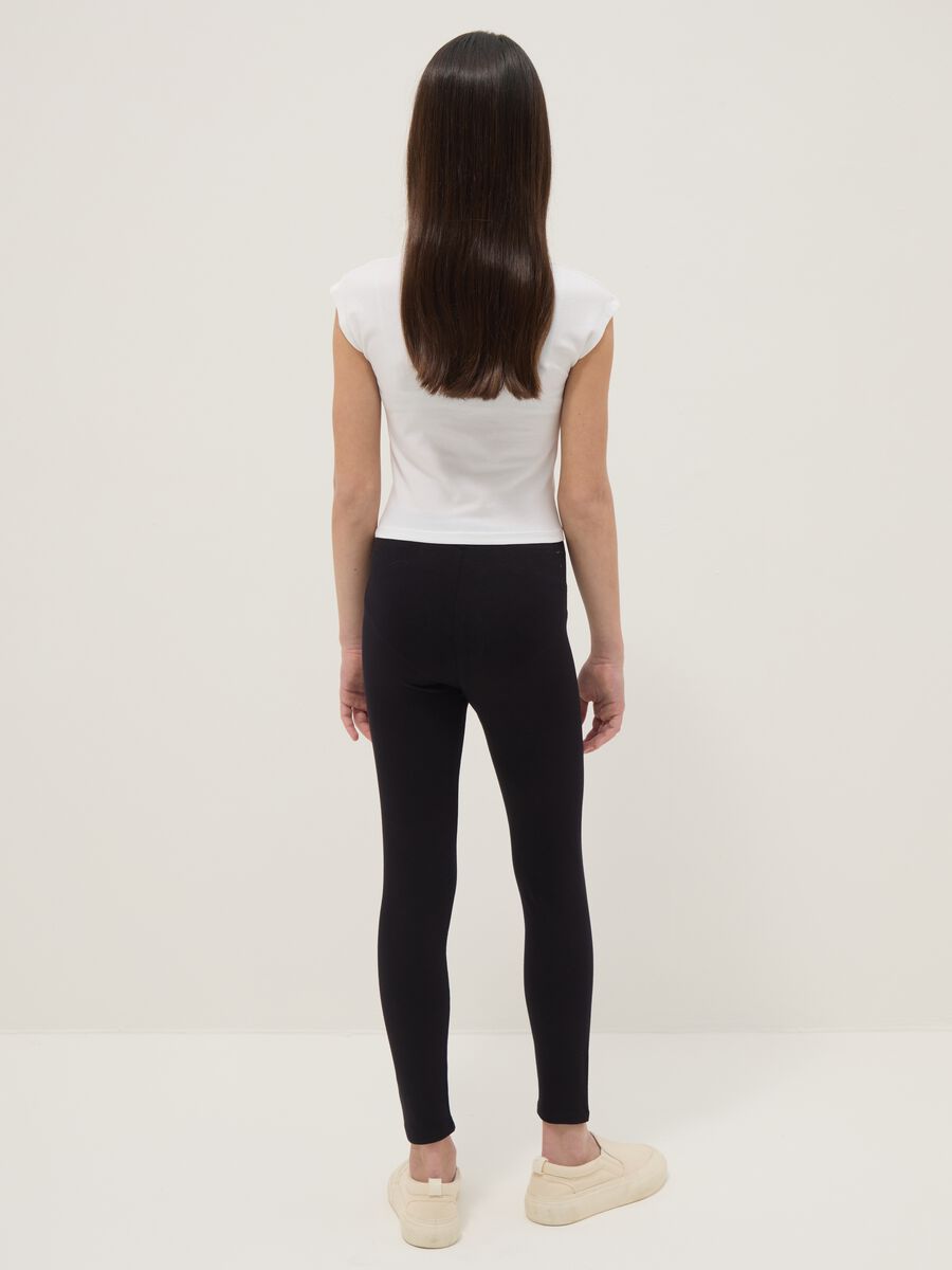 Girls' black stretch cotton slim fit leggings_1