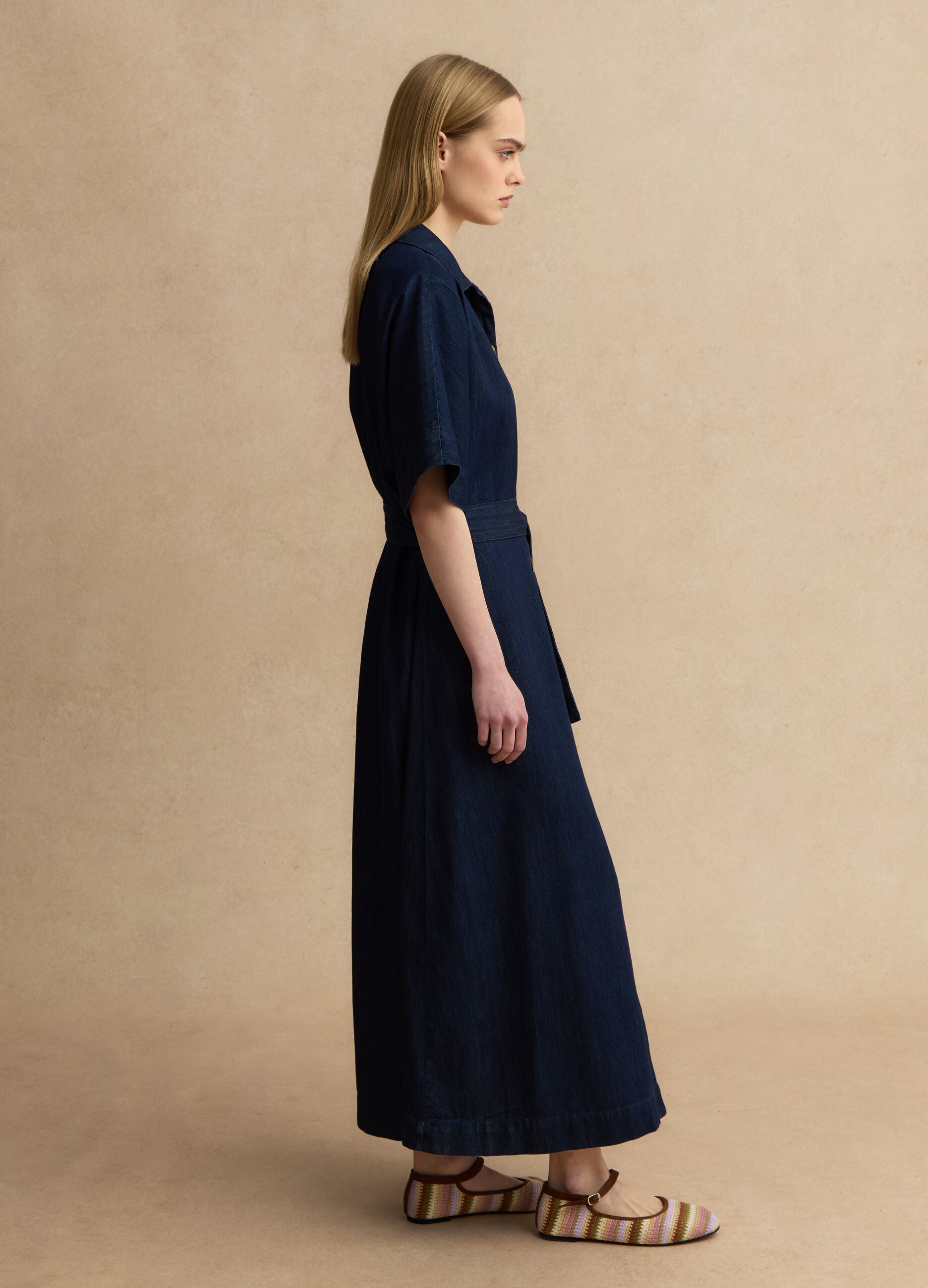 Long blue pure cotton maxi dress