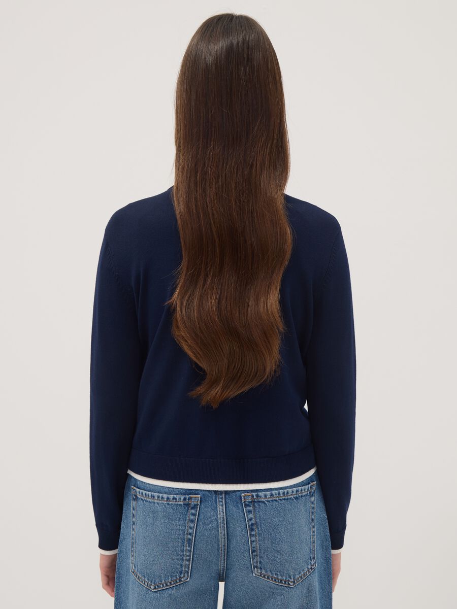 Blue viscose-blend cardigan in plain knit_3
