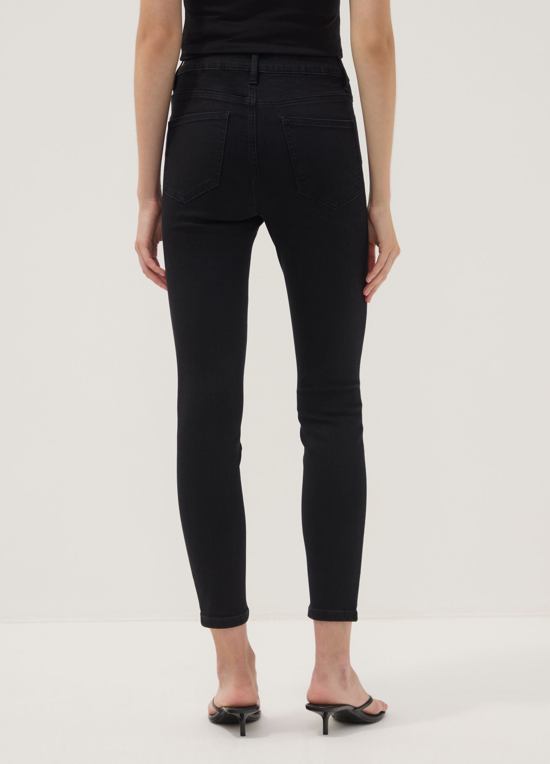 Black skinny-fit stretch cotton and viscose jeans