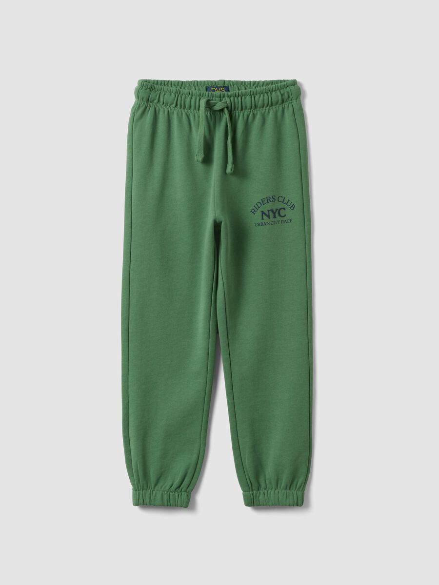 Children's regular fit green pure cotton trousers_0