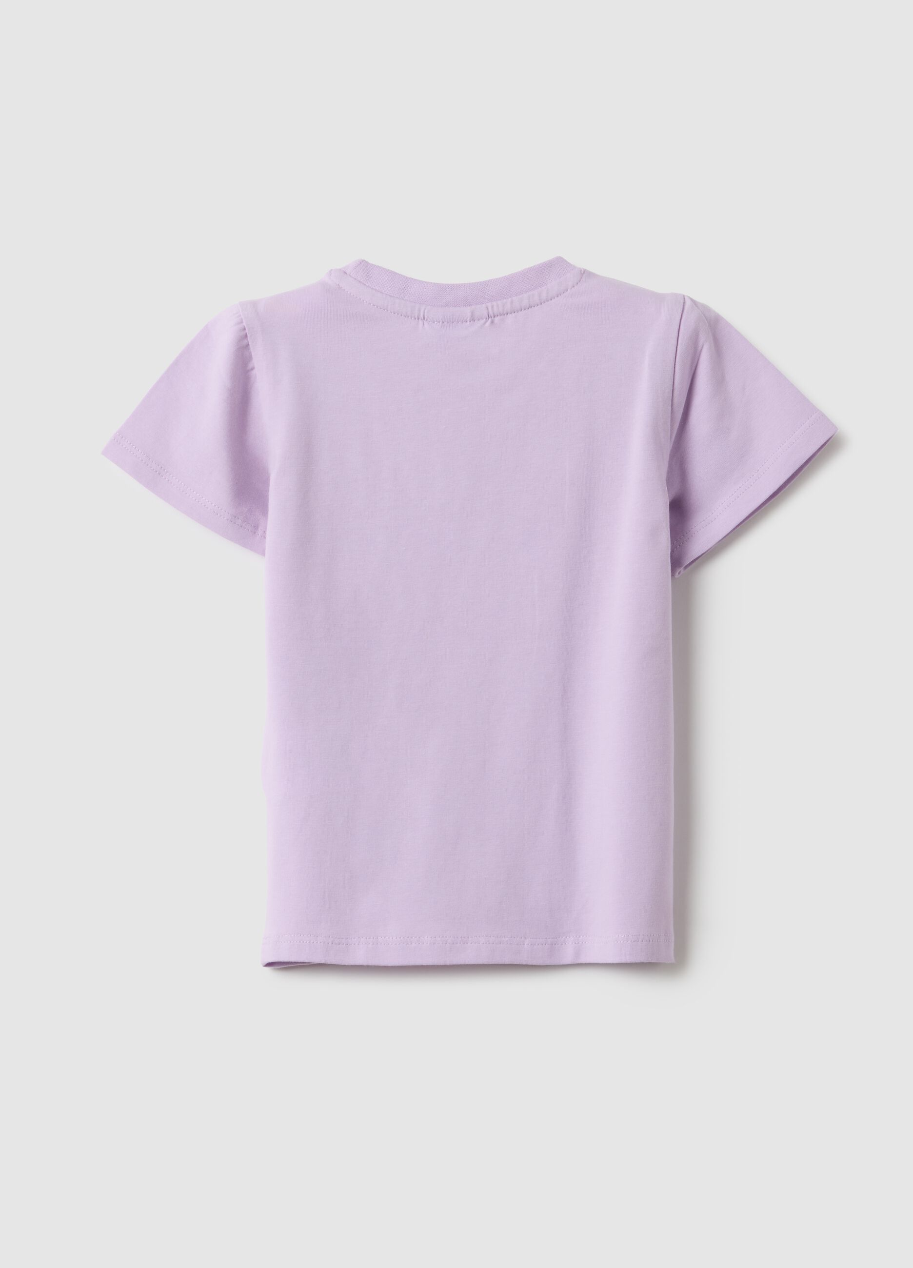 Regular fit purple stretch cotton girl's t-shirt with heart