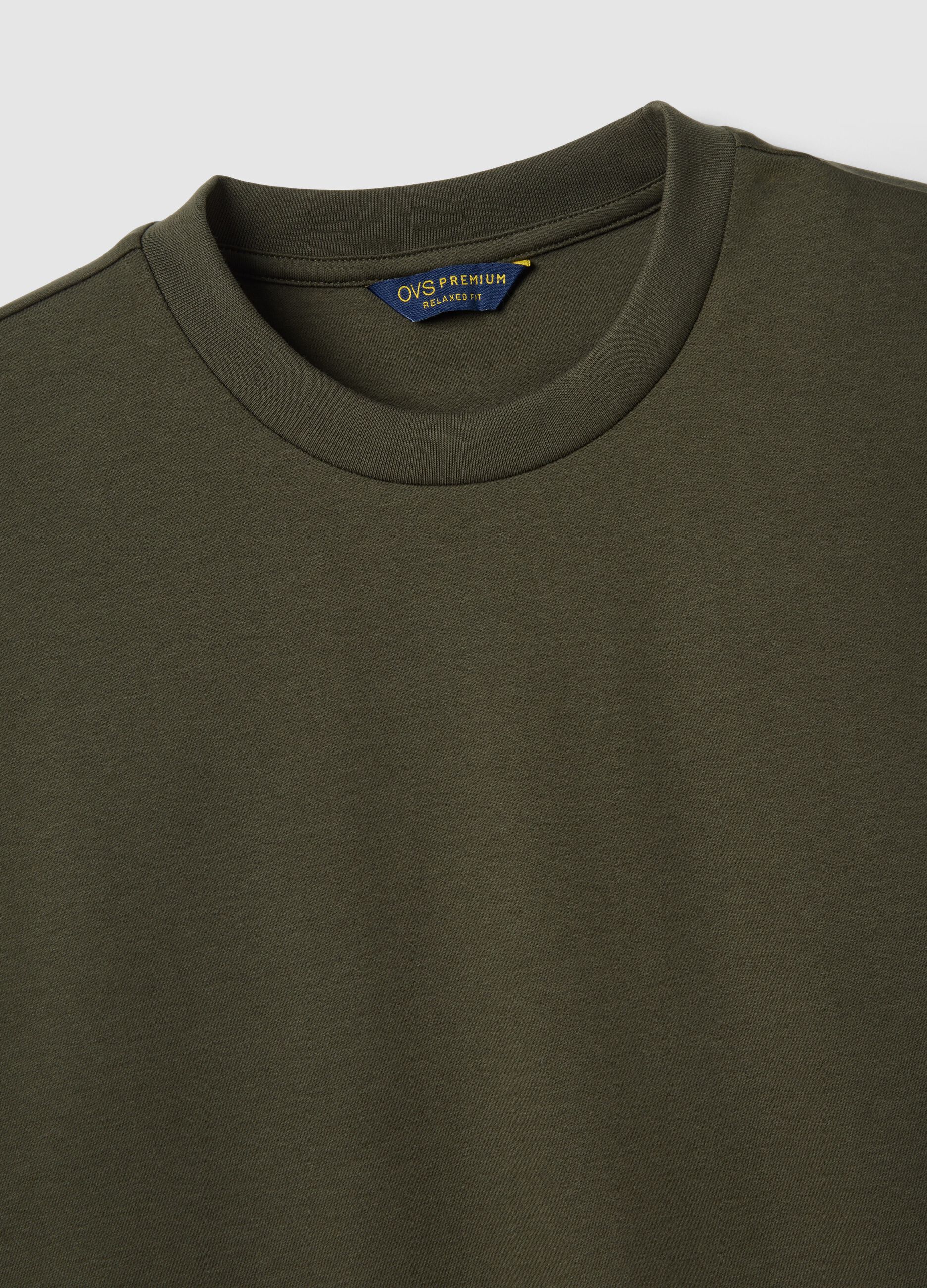 Green crew neck T-shirt in pure cotton regular fit