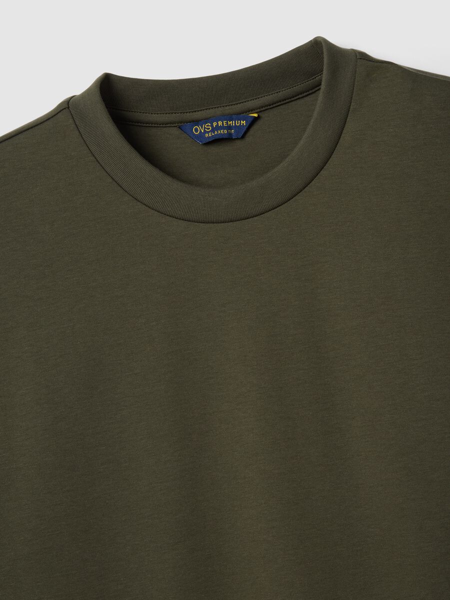 Green crew neck T-shirt in pure cotton regular fit_5