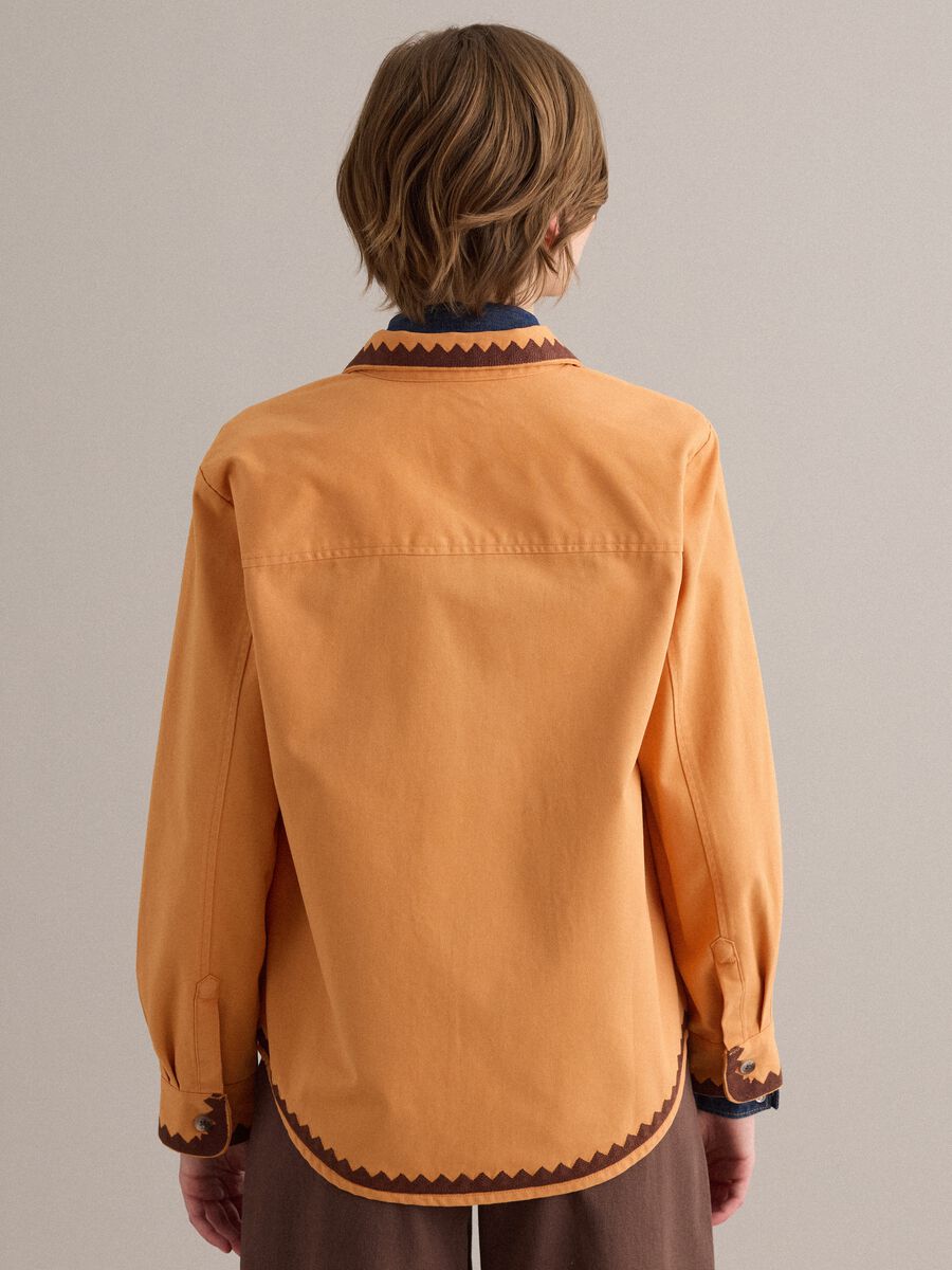Orange pure cotton jacket with contrast embroidery_3
