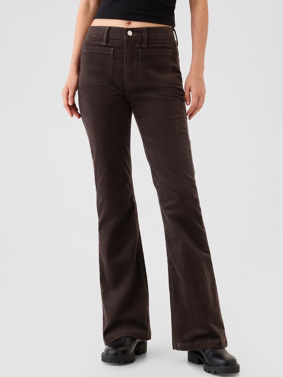 Flare-fit high-rise trousers in corduroy_1