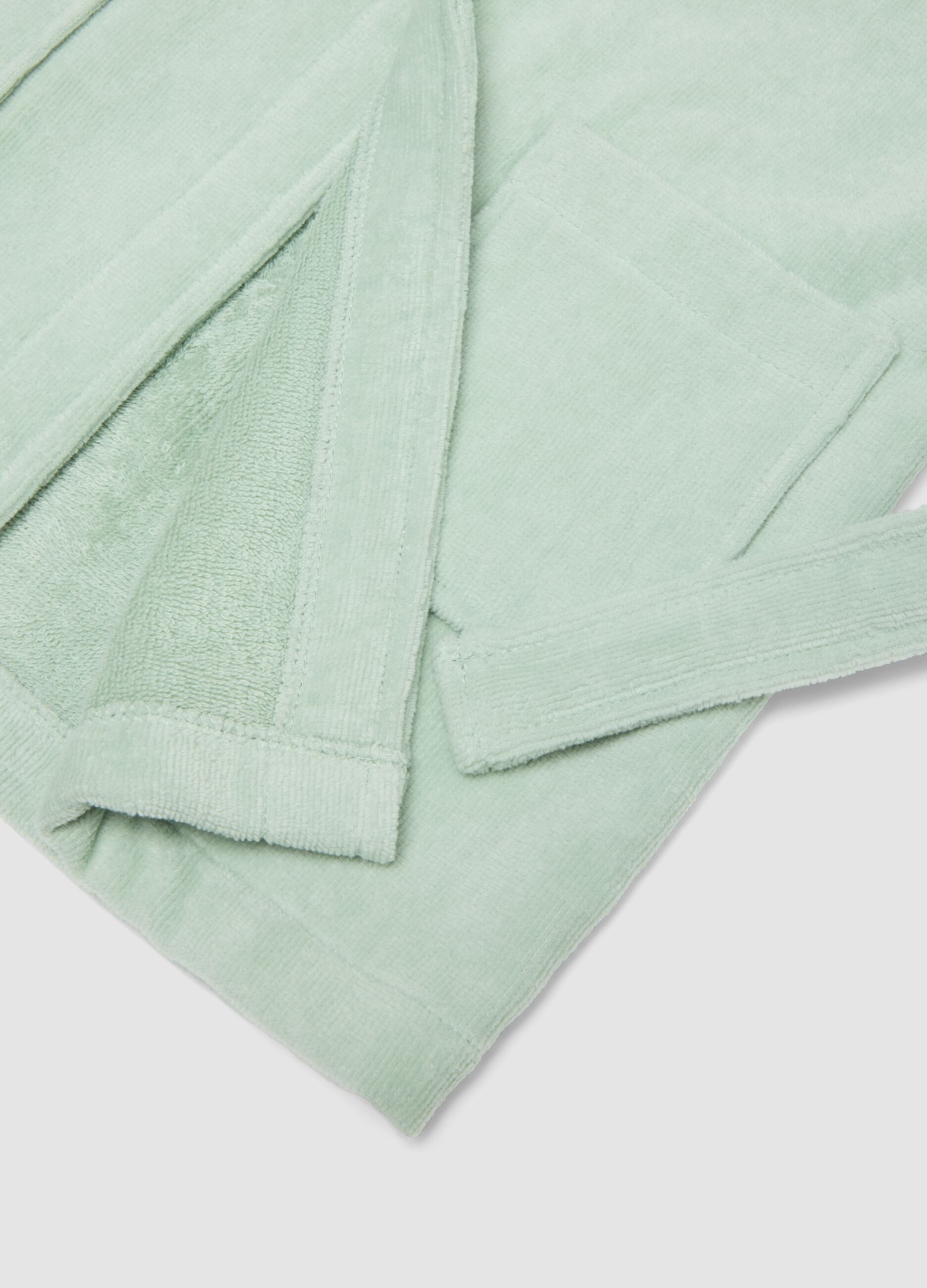 Green organic cotton dinosaur hooded bathrobe for babies and toddlers