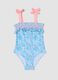 Blue stretch swimsuit with marine print for girls_0