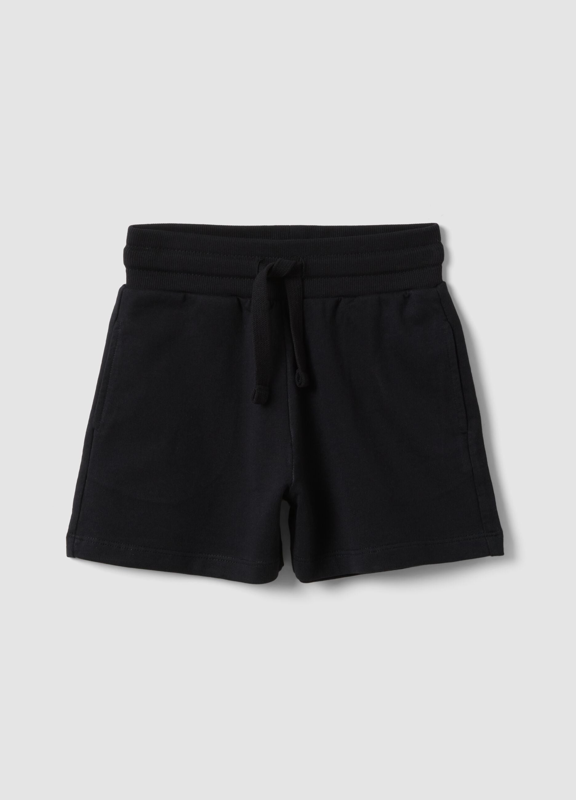 Blue regular-fit pure cotton shorts with elasticated waist for girls