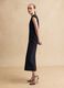 Sleeveless blue viscose blend slim fit dress with zip_0