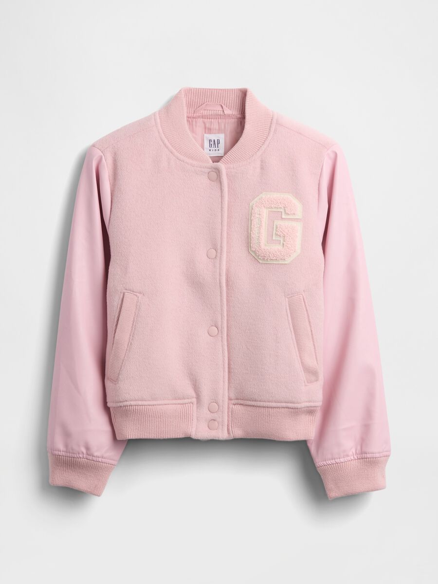 Pink bomber jacket in wool blend and synthetic fibres_3